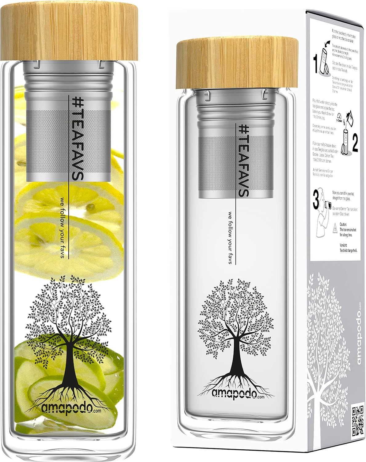 Bouteille de thé en verre avec passoire 400ml