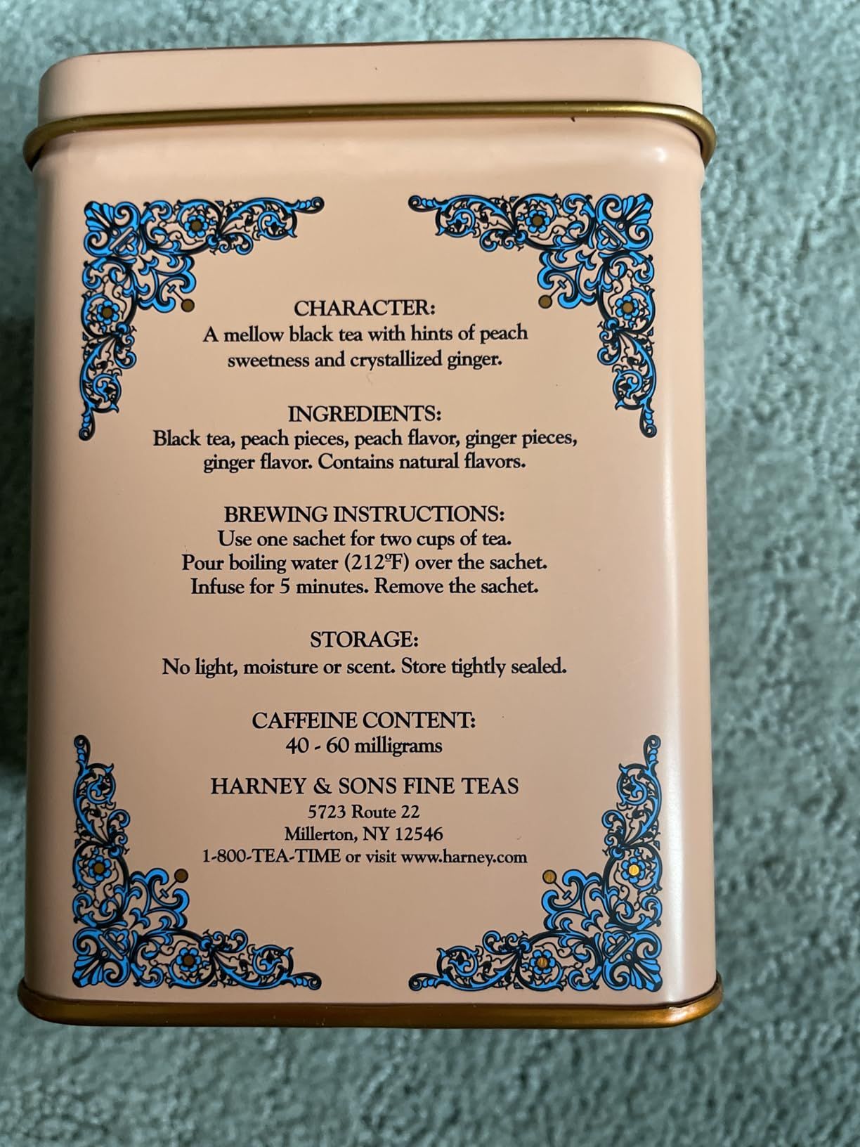 Thé pêches et gingembre Harney & Sons - Boîte de 20 sachets