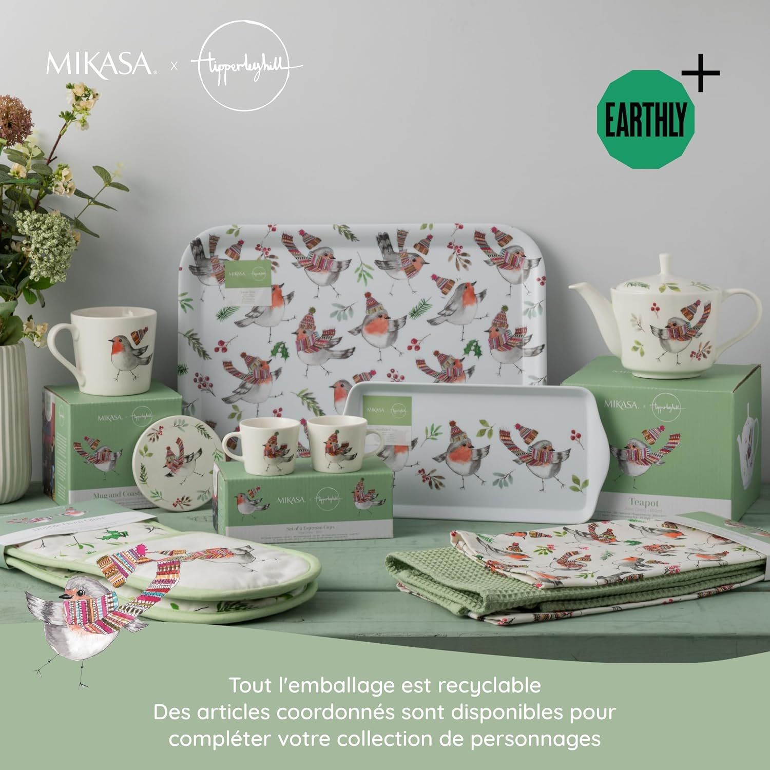 Mikasa Tipperlyhill Robin Théière en porcelaine fine 650 ml Coffret cadeau
