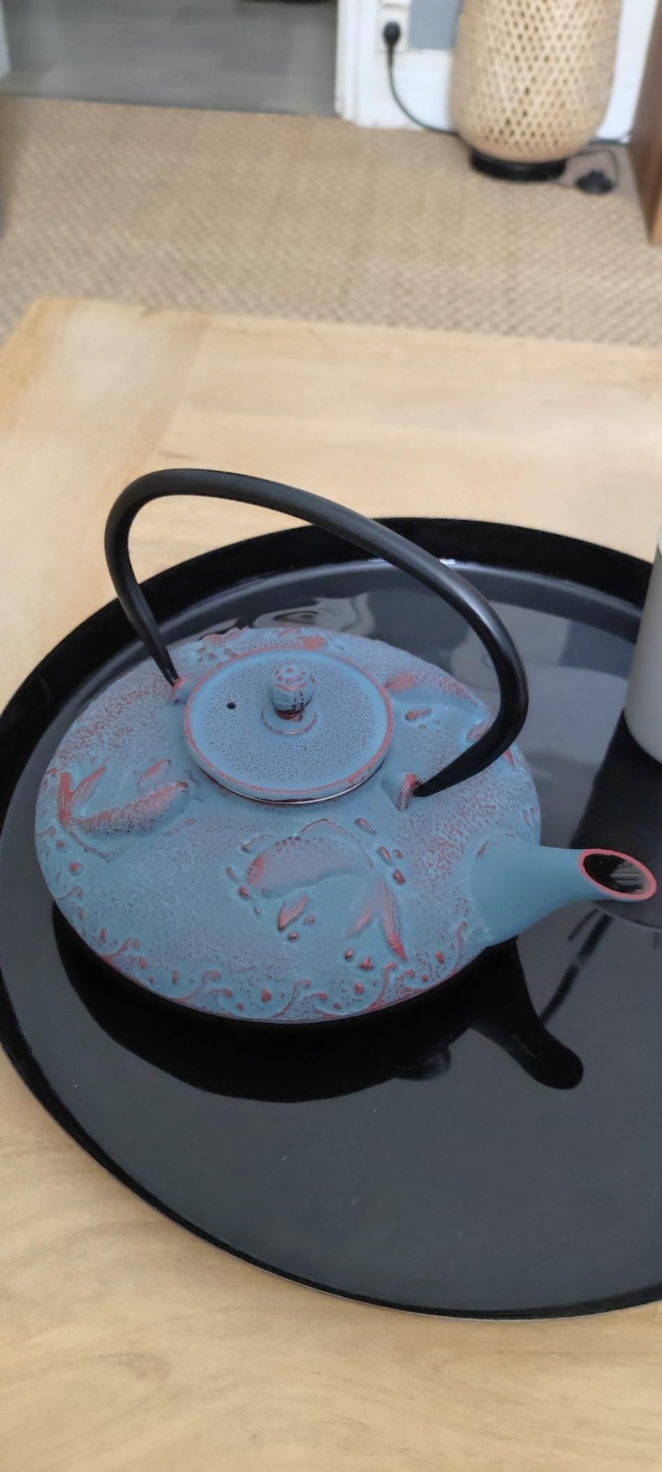 lachineuse - Service à Thé en Fonte Dragon Chinois - 1 Théière, 4 Tasses en Fonte & Filtre Infuseur - Capacité 0,8L - Décoration Japonaise Asiatique - Idée Cadeau Vaisselle Japonaise - Coloris Rouge