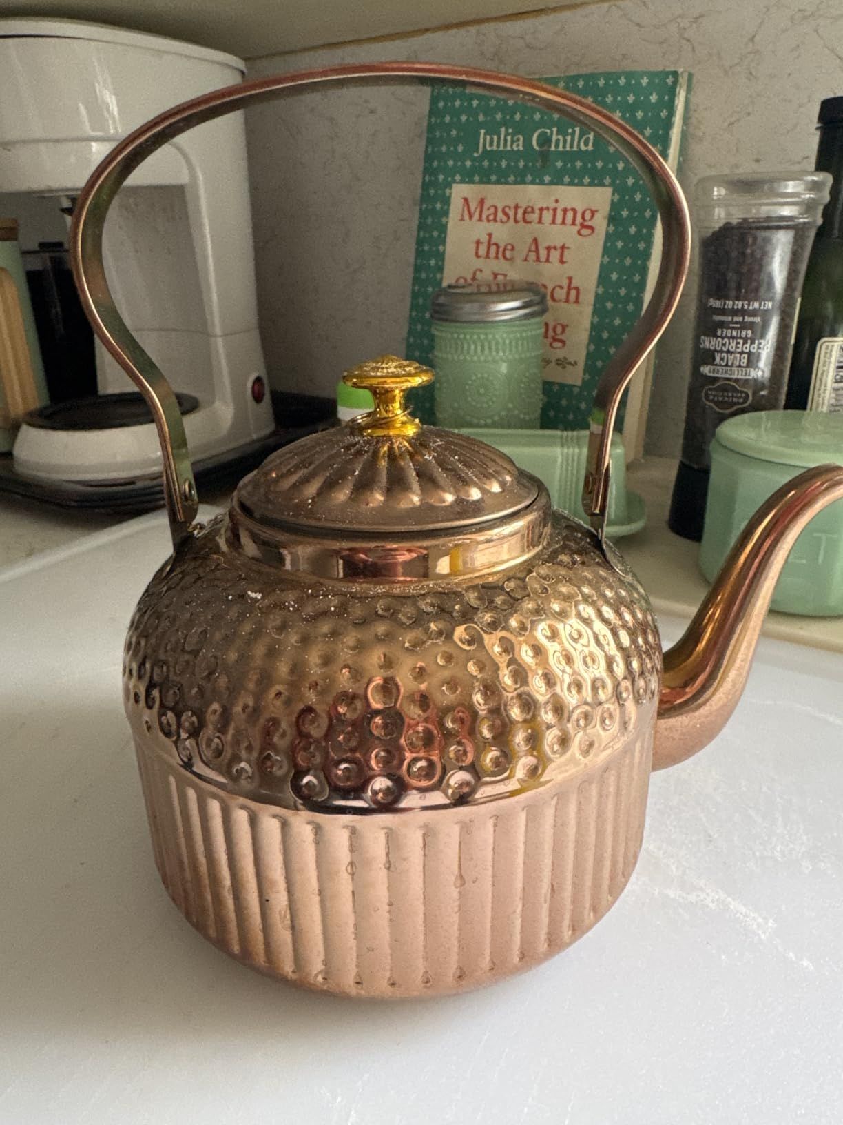 SANQIAHOME 1200ml Théière en acier inoxydable avec infuseur style rétro，argent