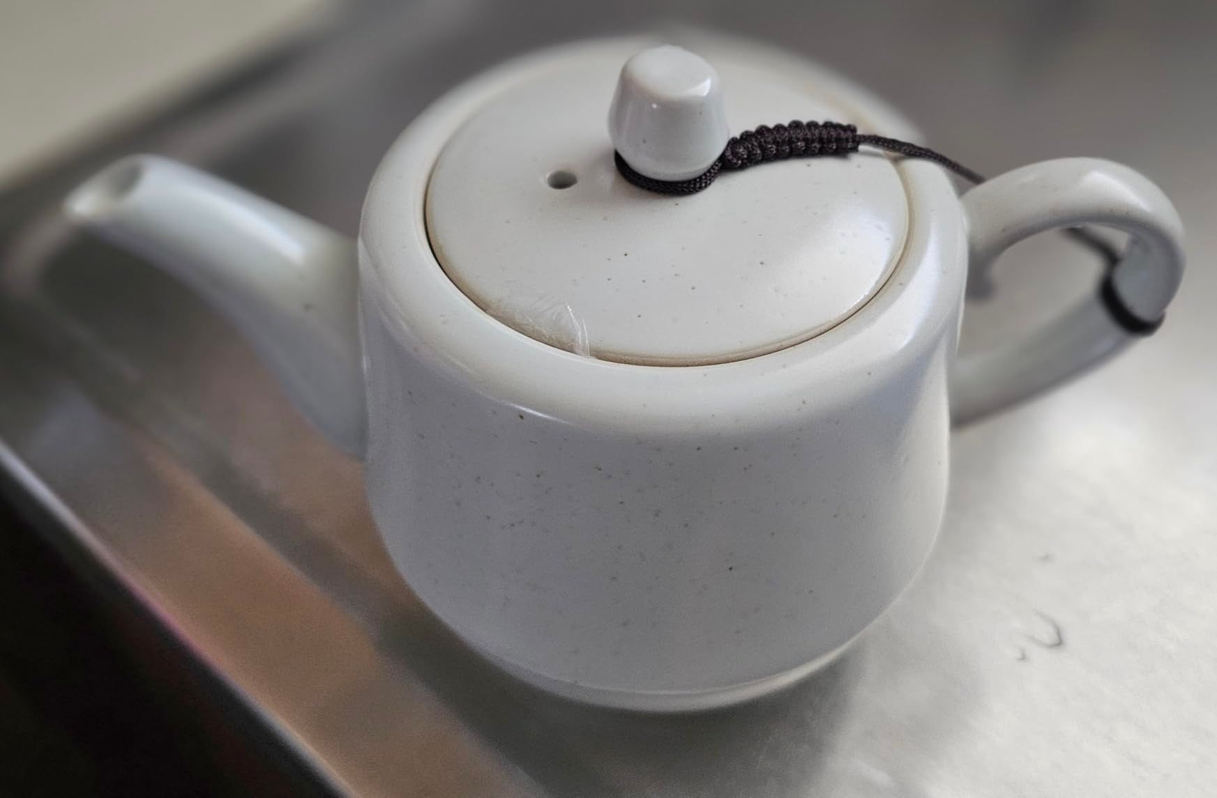 Théière en céramique de style rural avec infuseur en acier inoxydable 473,6 g – Théière en porcelaine fleurie et feuilles mobiles (vert)