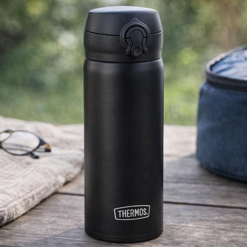 Thermos Bouteille Isotherme ultralégère, Acier Inoxydable, Noir Mat, 0,75 Liter