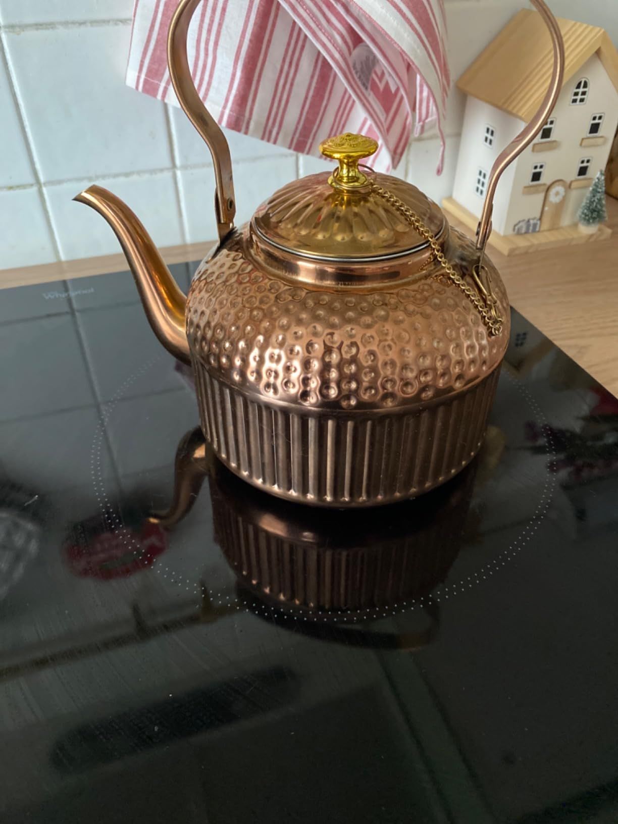 SANQIAHOME 1200ml Théière en acier inoxydable avec infuseur style rétro，argent