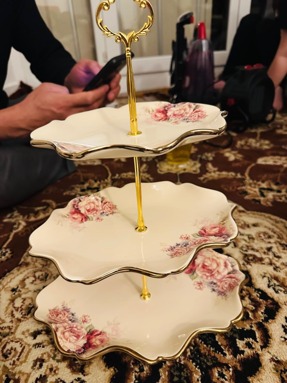 fanquare 15 Pièces Services à Thé de Mariage en Porcelaine Anglaise, Ensemble de Café de Fleurs Vintage, pour Adultes