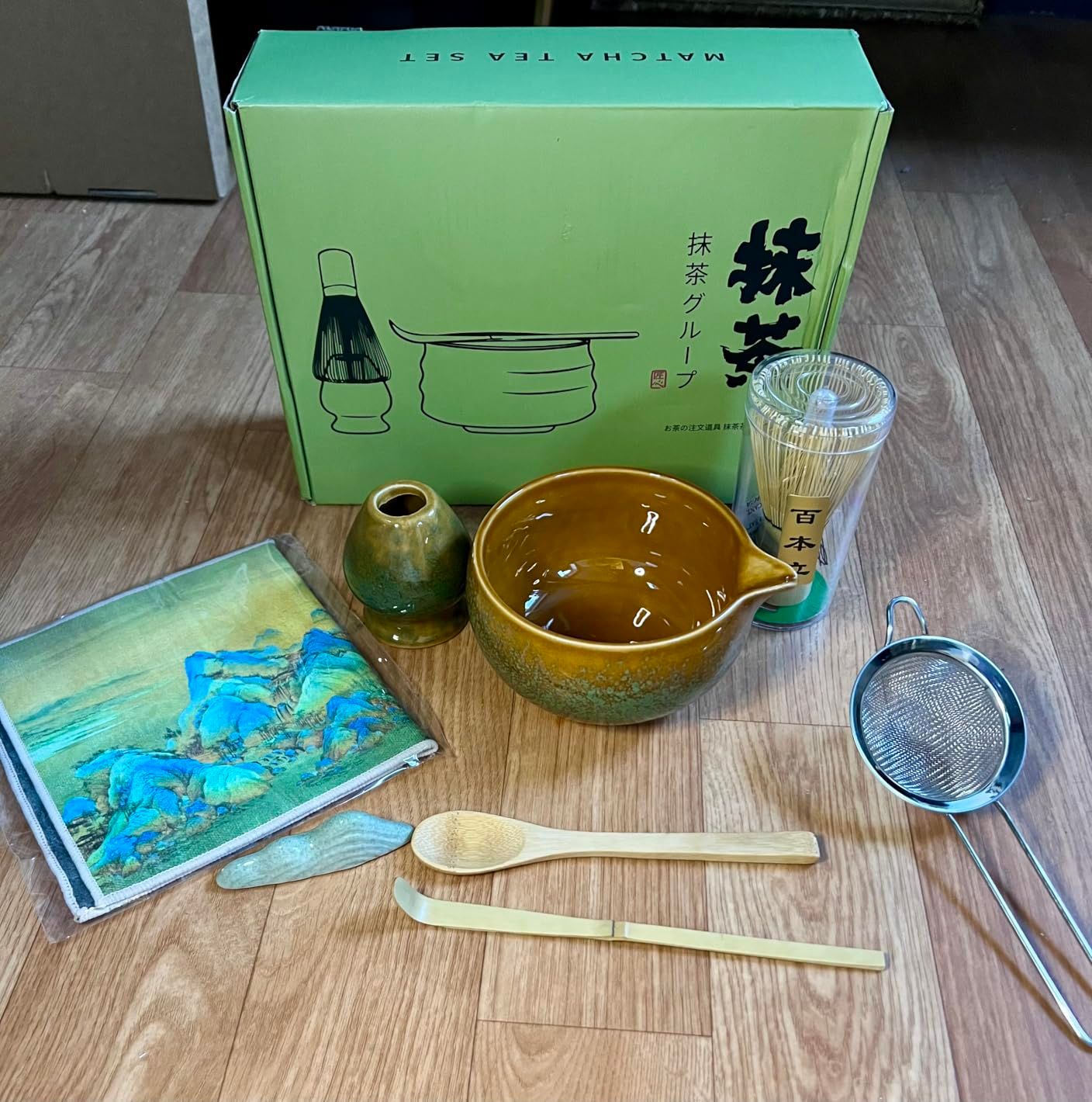 Kit Matcha Complet-Set Matcha Traditionnel en Bambou avec Fouet Matcha (Chasen),Cuillère & Support-Coffret Thé Matcha Japonais Authentique pour Cérémonie-Idée Cadeau (Macha)