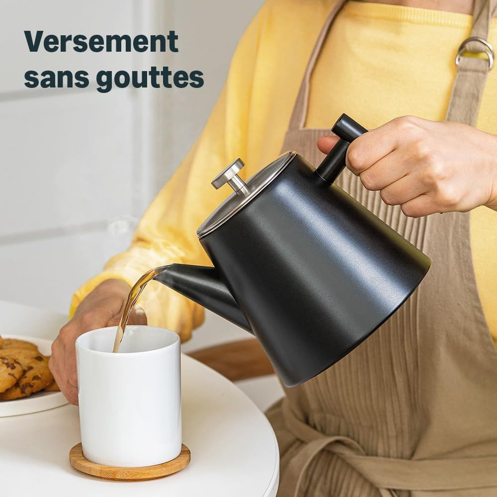 SILBERTHAL Théière avec Filtre Infuseur Amovible - Inox Double Paroi - 1 Litre - Garde la Chaleur