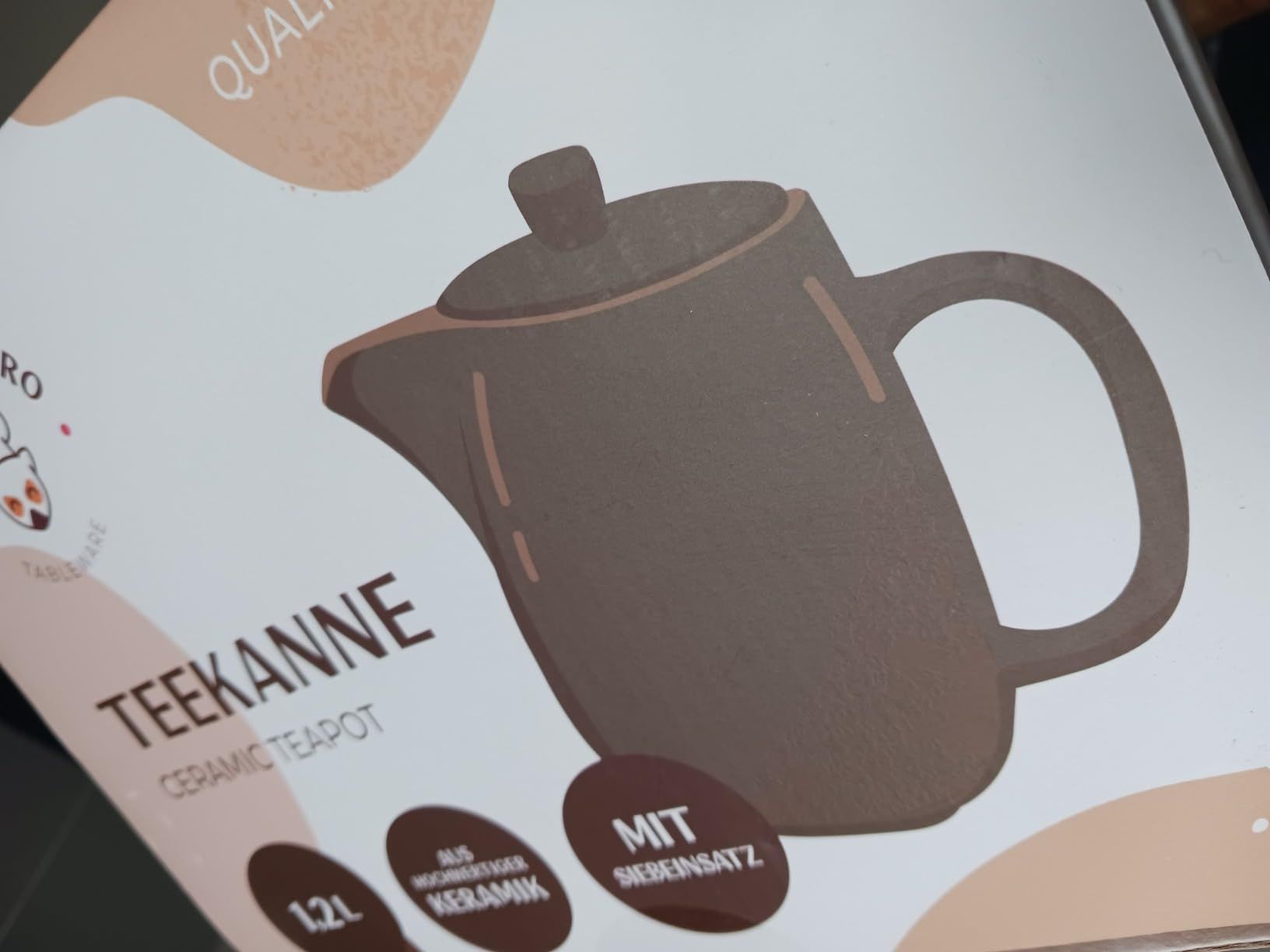 Théière en Céramique Avec Infuseur - Grande Théière de 1,2 L Avec Passoire Pour Thé en Vrac