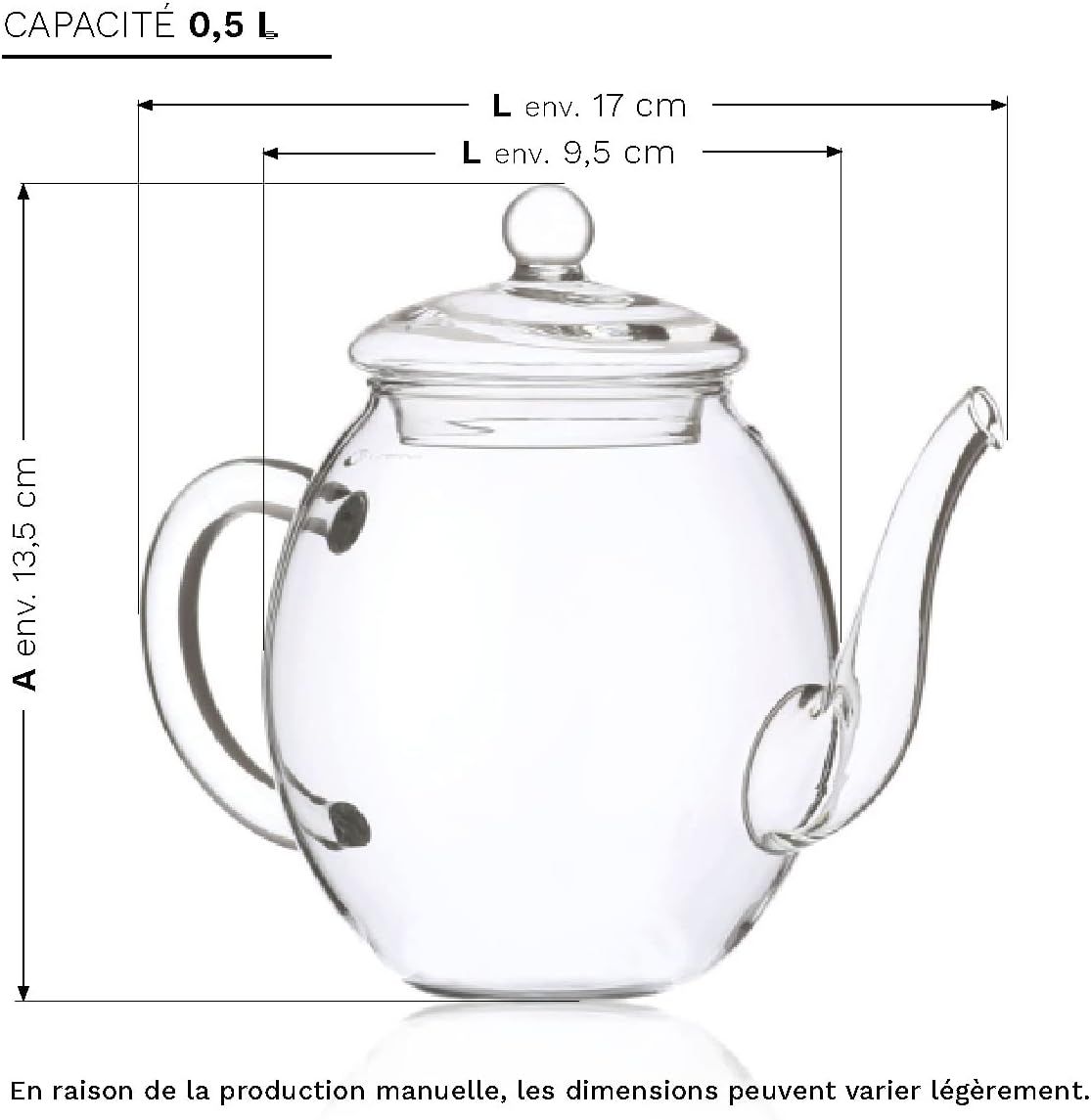 Creano „Fleurs de Thé“ Verts 6 pcs – Théière en Verre 500ml sans goutte – 6 variétés de thé vert aromatisé – Idée cadeau femme