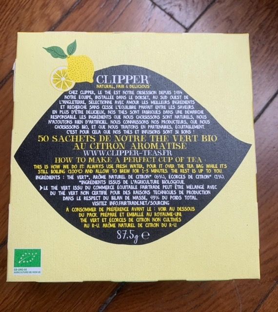 Thé vert bio citron Clipper - 50 sachets