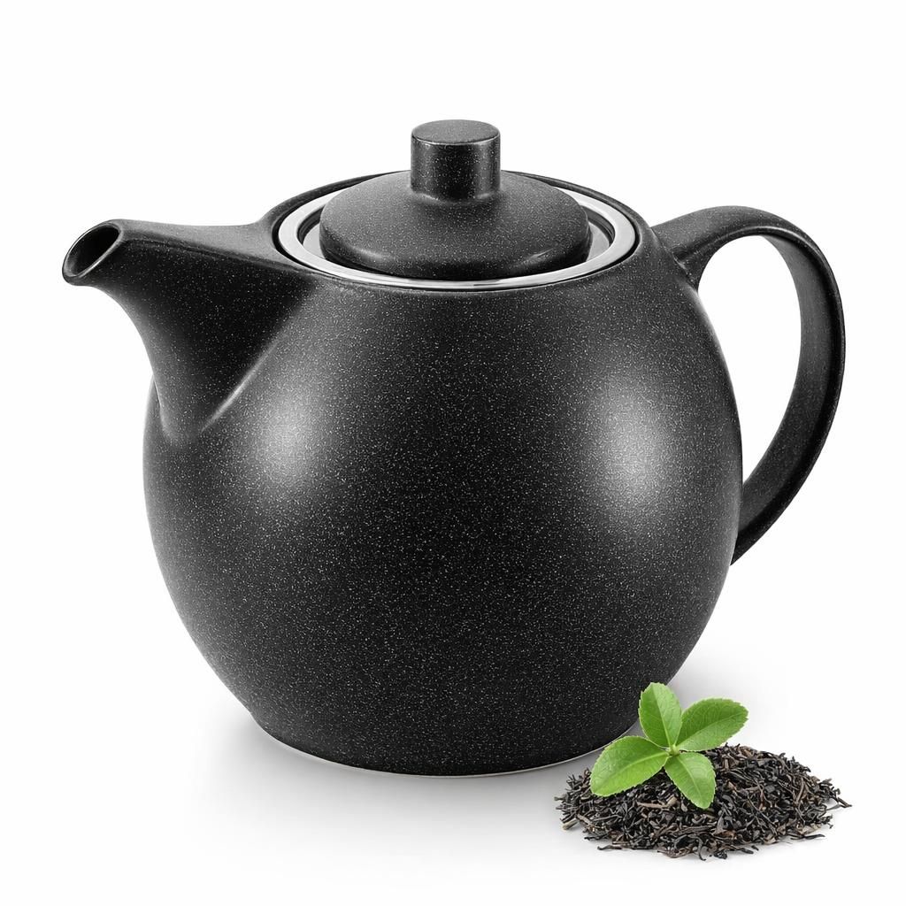 Théière en céramique avec infuseur - 1,2 l - Noir (anthracite) - Théière en céramique - Accessoire de thé pour thé en vrac