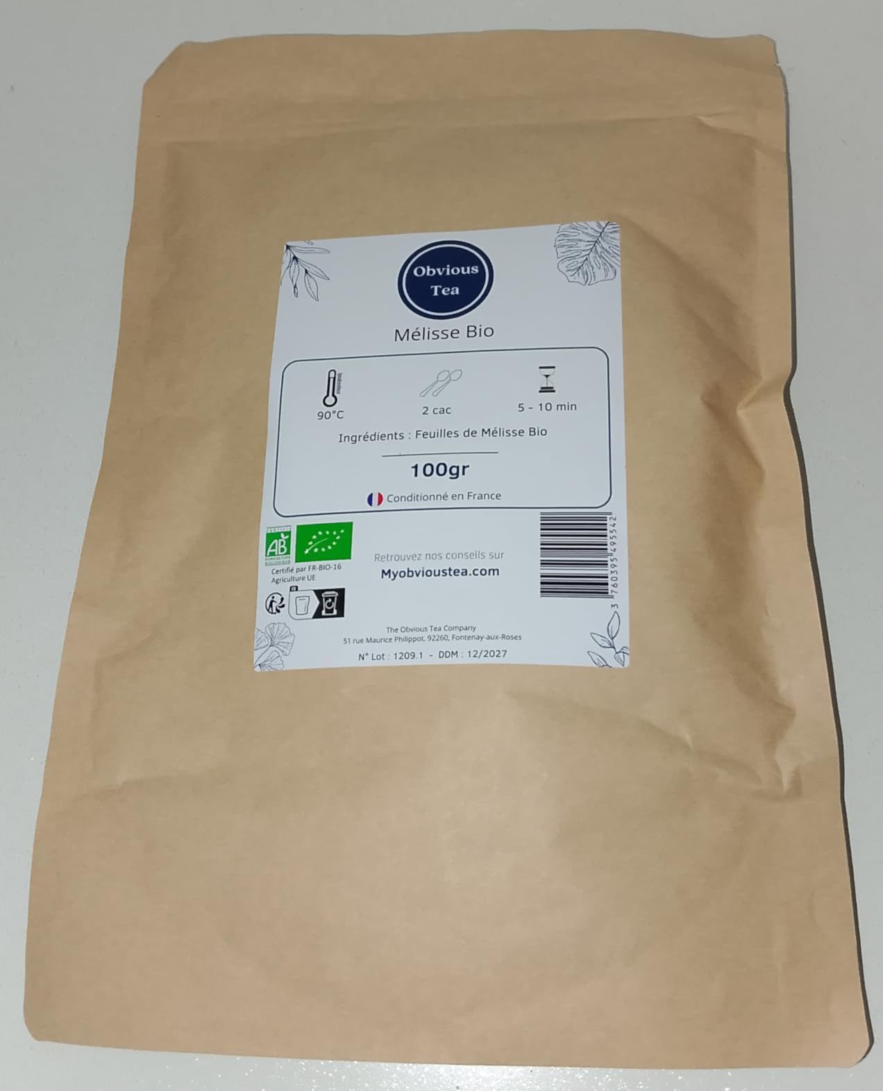 Feuilles de mélisse bio en vrac pour tisane apaisante