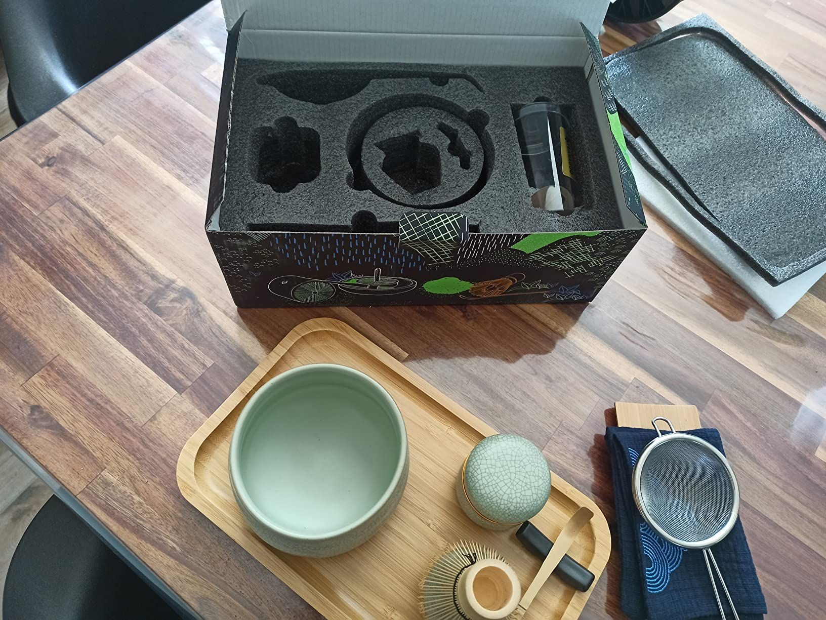 TEANAGOO Service à thé japonais, ensemble de fouet à matcha, bol à matcha en bambou (Chasen), cuillère (chashaku), support de fouet à matcha, kit de fabrication de thé. O1, kit de poudre de thé vert