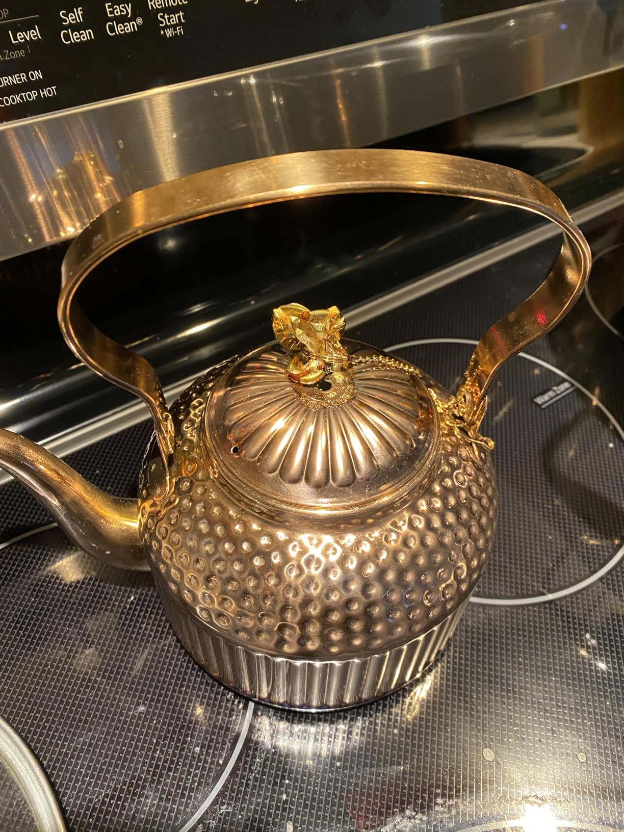 SANQIAHOME 1200ml Théière en acier inoxydable avec infuseur style rétro，Cuivre