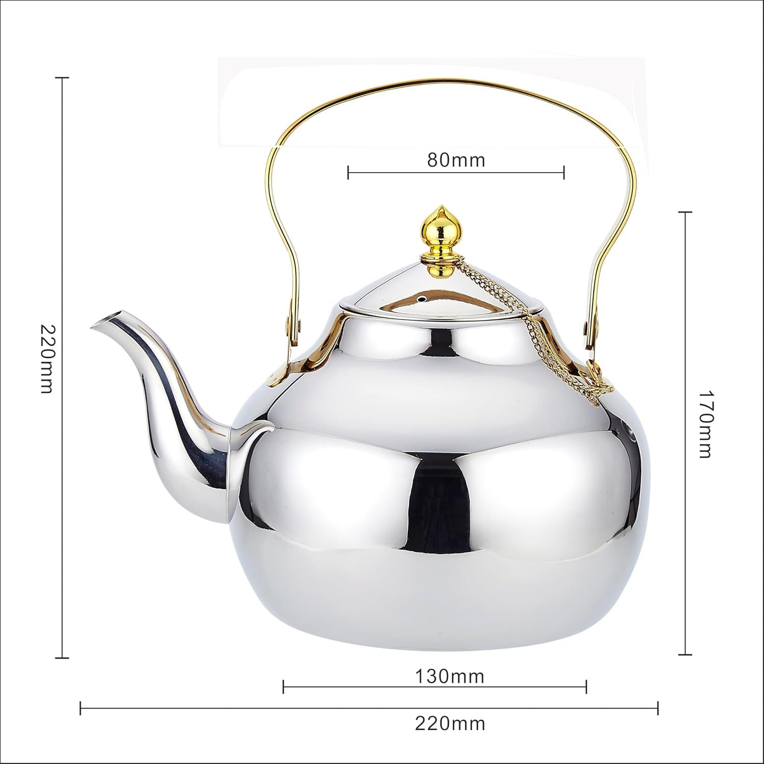 SANQIAHOME Théière de 2 litres en acier inoxydable avec passoire - Un style moderne et minimaliste