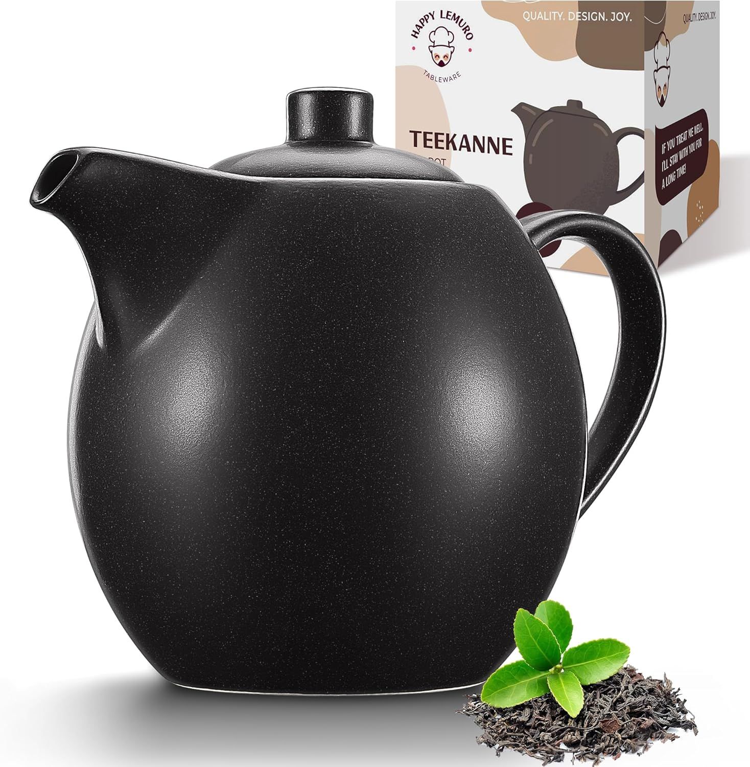 Théière en céramique avec infuseur - 1,2 l - Noir (anthracite) - Théière en céramique - Accessoire de thé pour thé en vrac