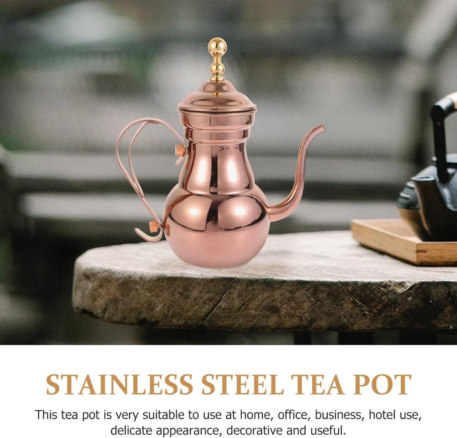 OSALADI Théière en acier inoxydable avec passoire 700 ml Style oriental Bouilloire à café Long bec étroit pour thé Maison Bureau Gastronomie