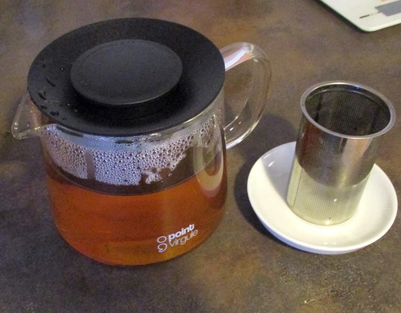 Point-Virgule set de théière nervurée en fonte et 2 tasses revêtement émaillé intérieur Forest Green