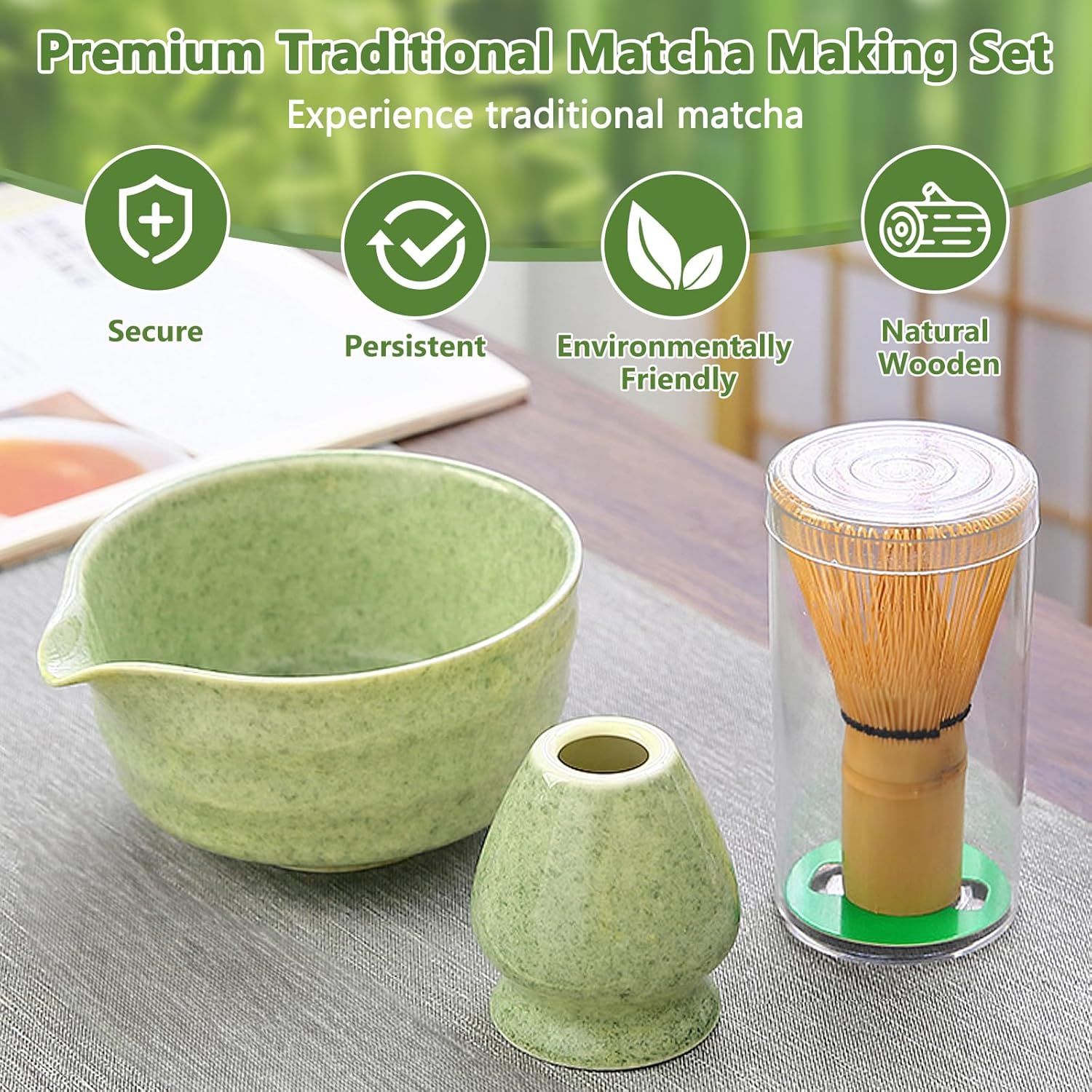 Matcha Kit, 8 Pièces Kit Matcha, Service à Thé Japonais,Bol à Matcha Avec Bec,Fouet Matcha, Support De Fouet à Matcha,Filtre,Cuillere Matcha, Stand, Serviette De Thé,Pour Adapté Aux Débutants