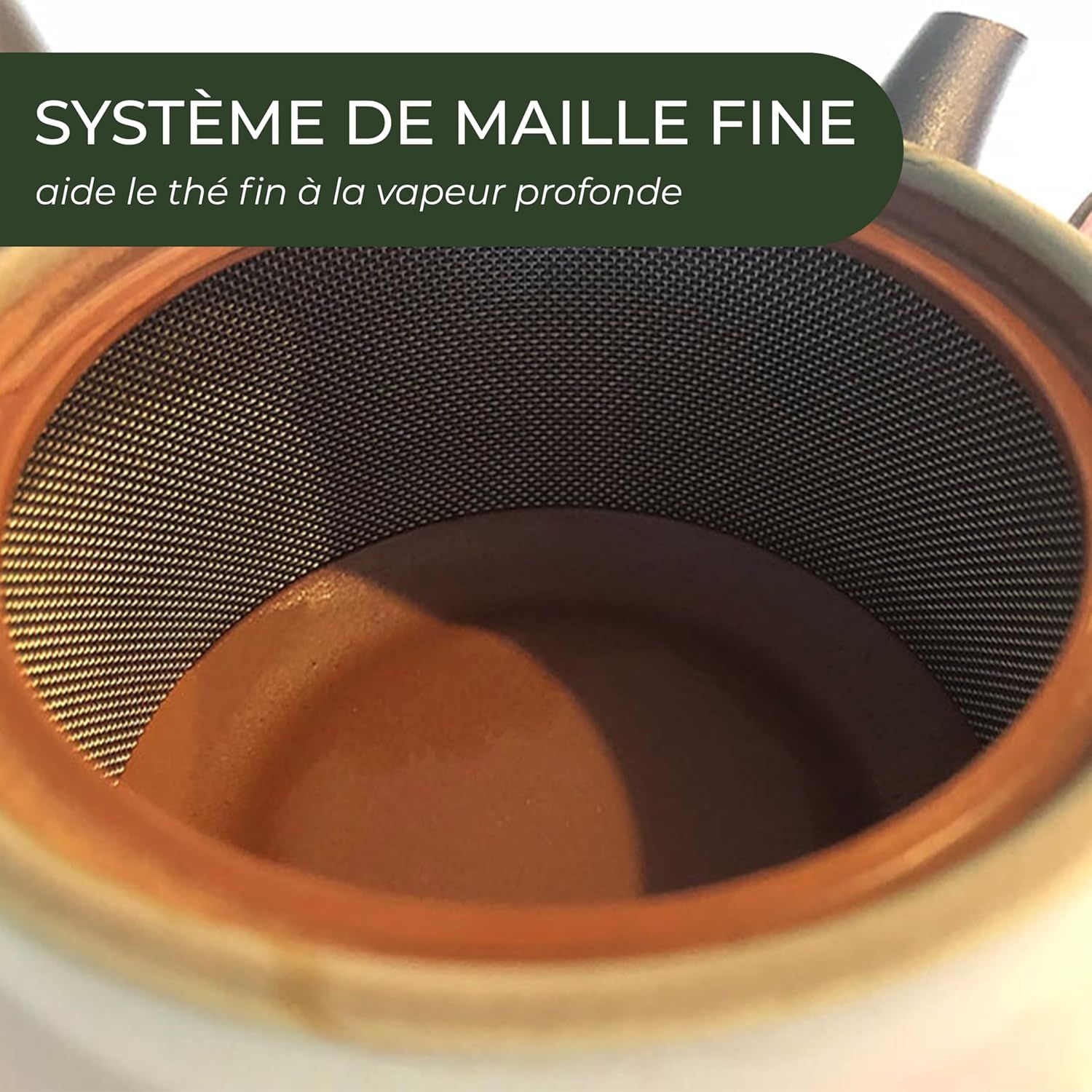 Japanese Green Tea Co. Théière japonaise en argile rouge pour thé vert (255 g) – Théière traditionnelle en argile fabriquée en Tokoname avec motif floral – Système de maille fine pour thé Fukamushi à