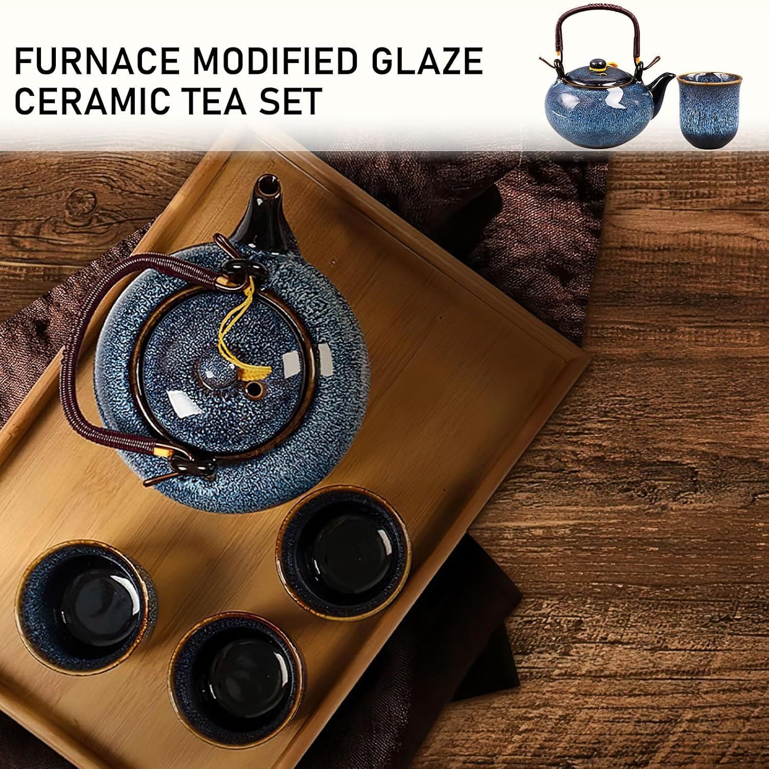 Service à thé japonais en porcelaine de 650 ml avec 6 tasses à thé, boîte cadeau, théière chinoise émaillée modifiée au four pour adultes, amateurs de thé, homme et femme