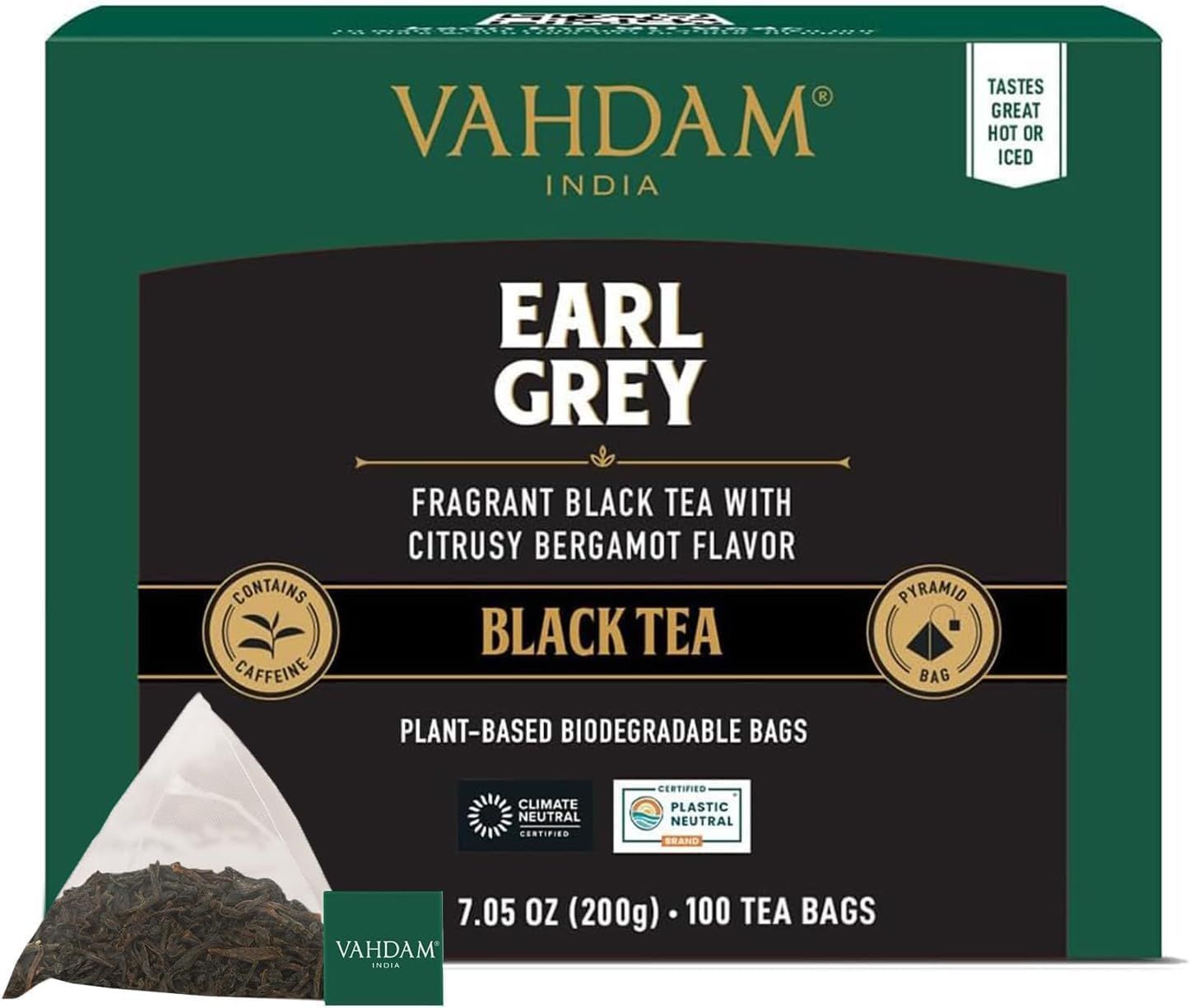 thé noir earl grey citrus vahdam - 100 sachets