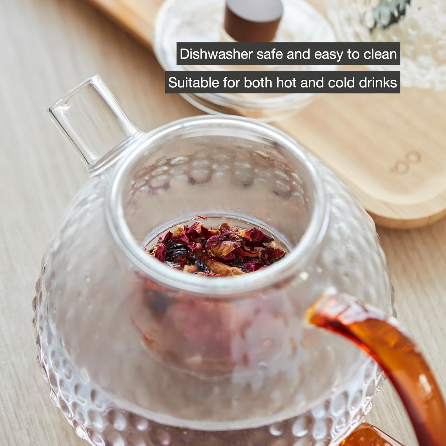 Point-Virgule théière avec filtre en verre borosilicate martelé 1000ml