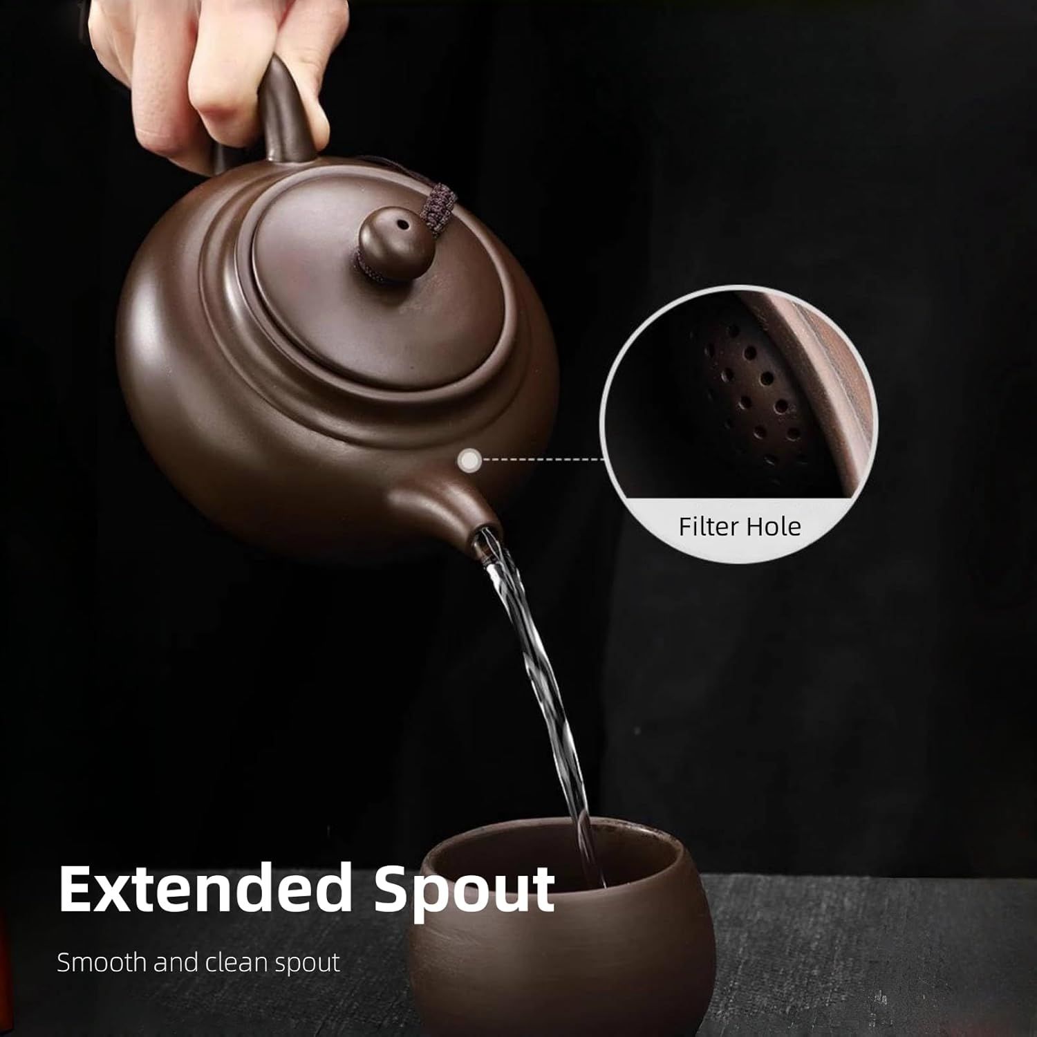 Grande Théière Chinoise en Argile 400 ML, Yixing Zisha Théières, Theiere Chinoise Terre Cuite, Faite à la Main Bouilloire en Argile Violet Kung Fu avec Boîte