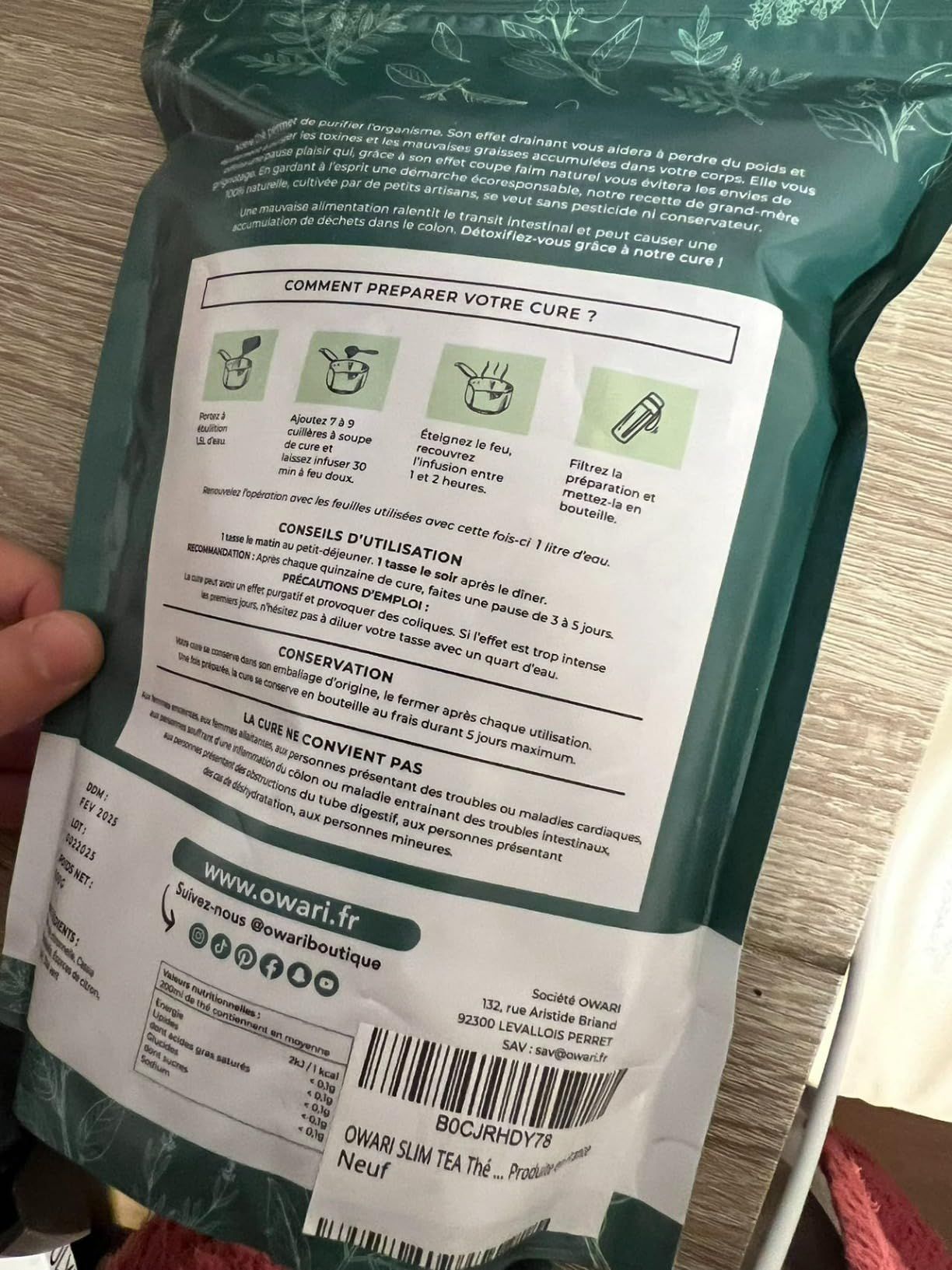 thé détox naturel owari slim tea 15 jours