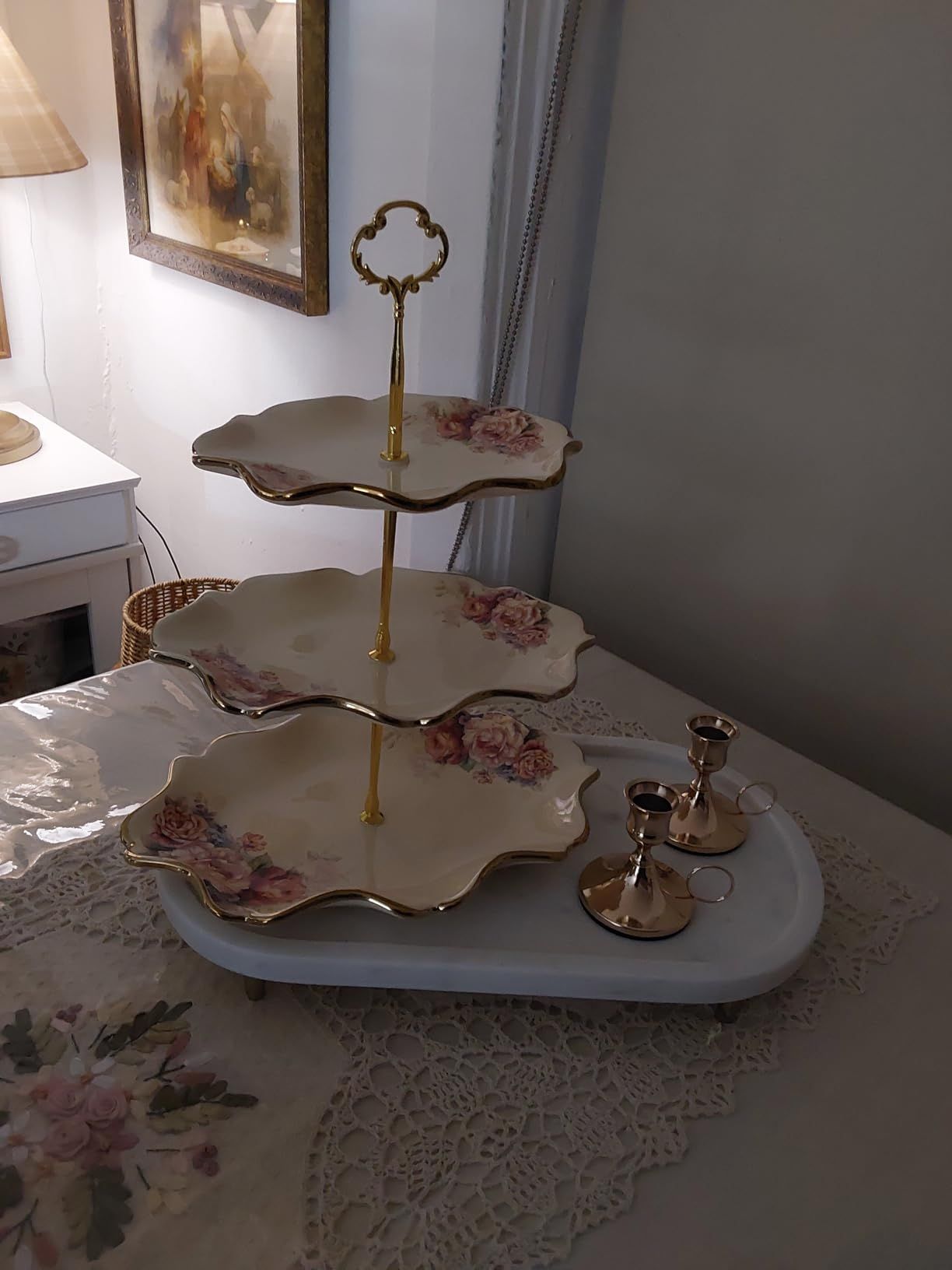 fanquare 15 Pièces Services à Thé de Mariage en Porcelaine Anglaise, Ensemble de Café de Fleurs Vintage, pour Adultes
