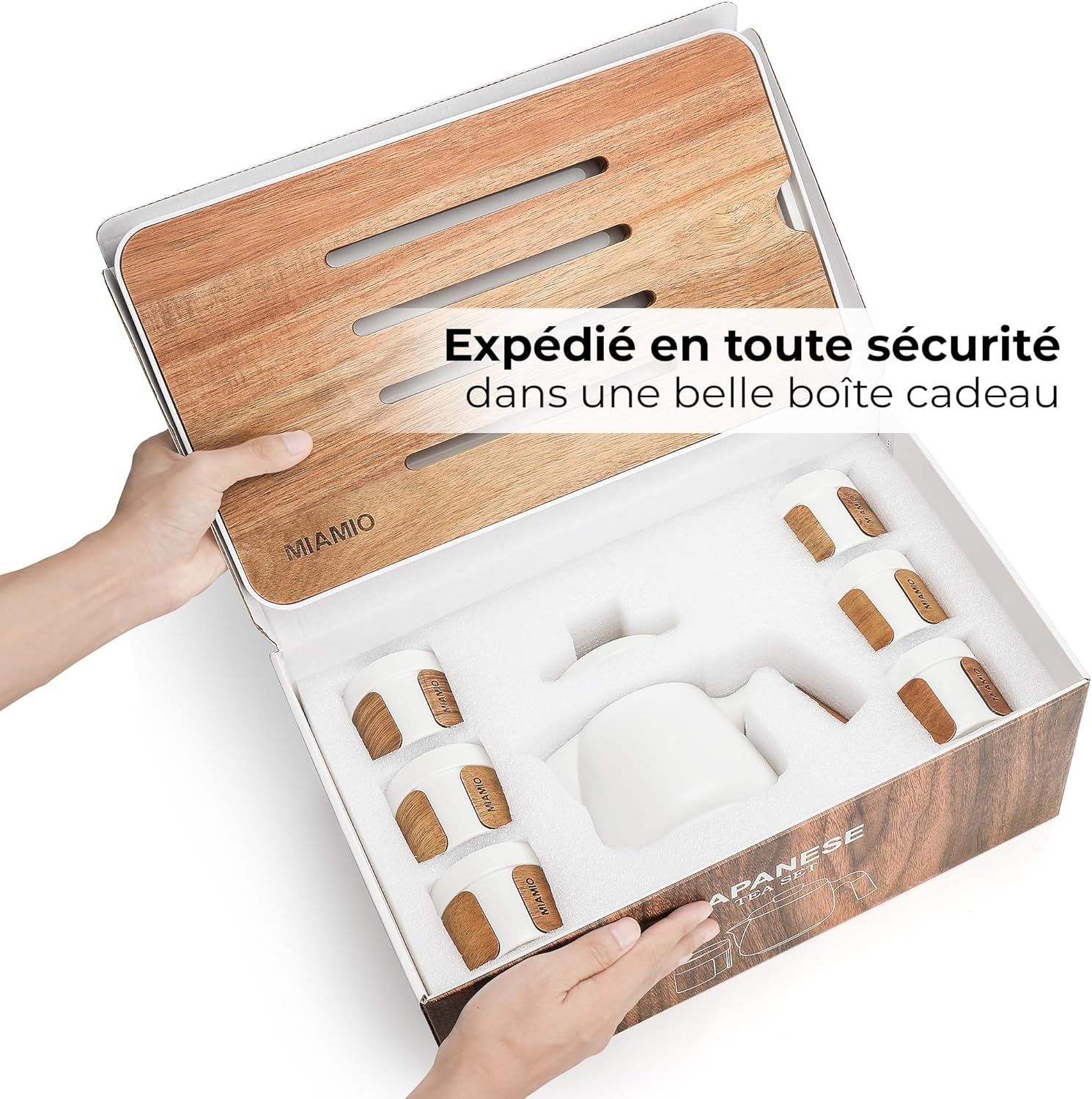 MIAMIO - Ensemble 6 x 100 ml de thé japonais/chinois/Théière asiatique 620 ml avec infuseur de thé, ensemble de tasses à thé japonaises traditionnelles pour les amateurs de th��/hommes/femmes