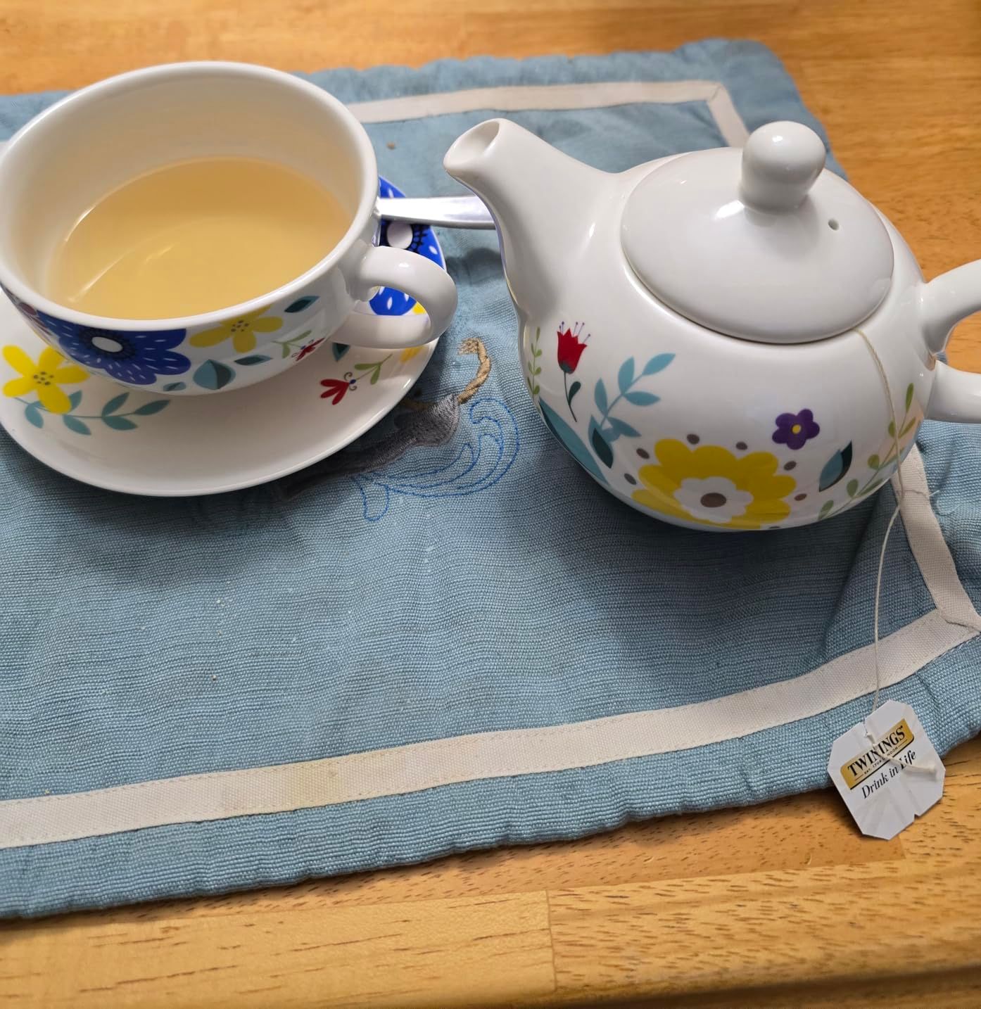 Service à thé en porcelaine pour une personne – Théière florale aquarelle peinte à la main et tasse, cadeau pour femme, fleurs florales