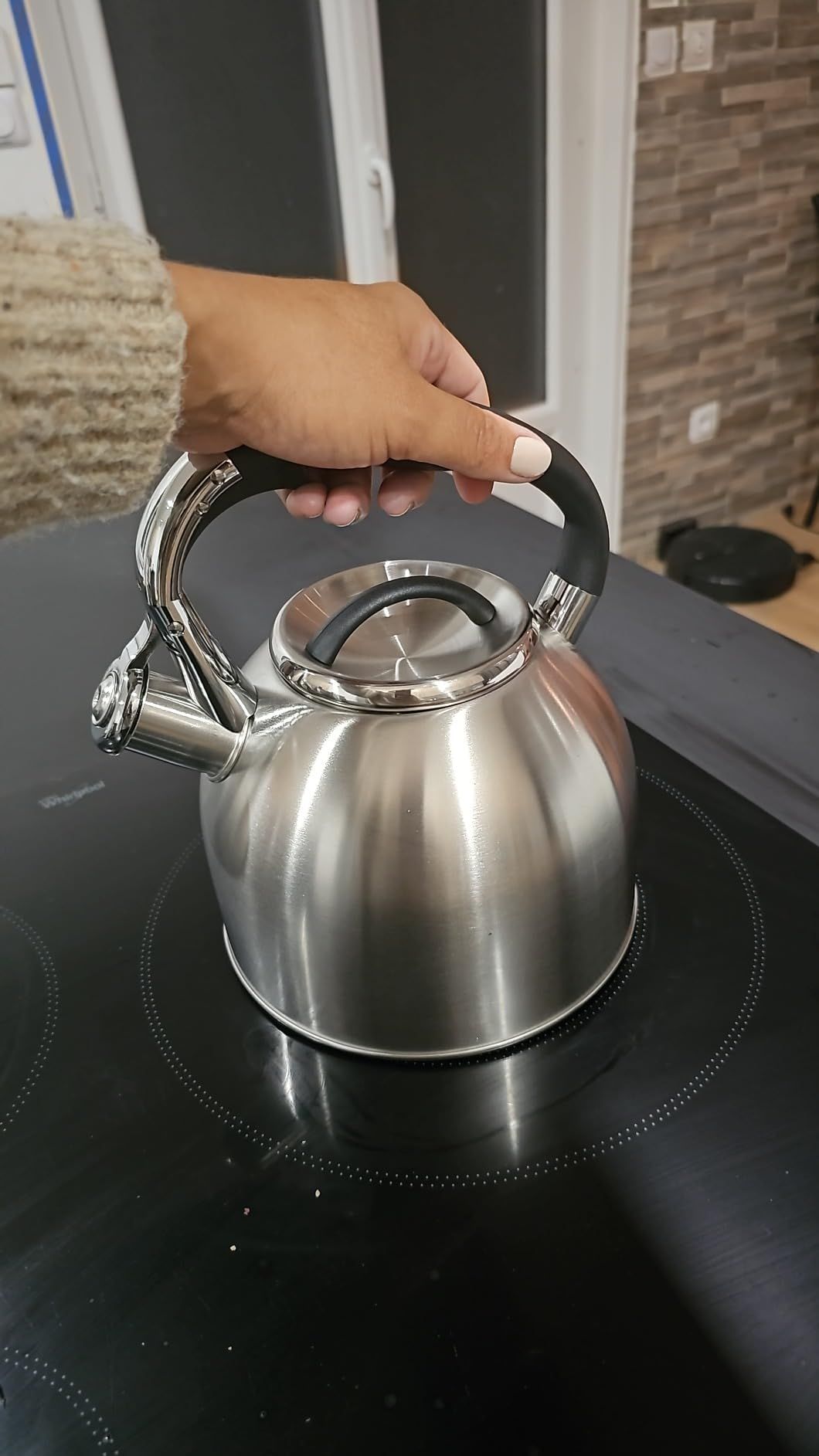 Kamberg - Théière Bouilloire sifflante 3 litres - Acier inoxydable - Poignée ergonomique - Tous Feux dont Induction - 0008113, Gris