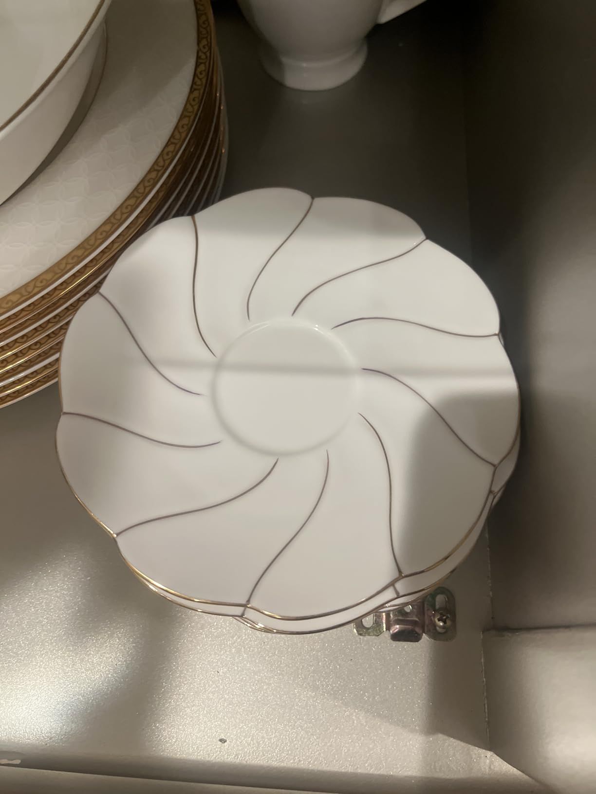 DUJUST Ensemble de Thé 14 Pièces de 6, avec Plateau à Thé et Cuillères, Ensemble de Tasses à Thé/Café de Style Britannique de Luxe avec Garniture Dorée