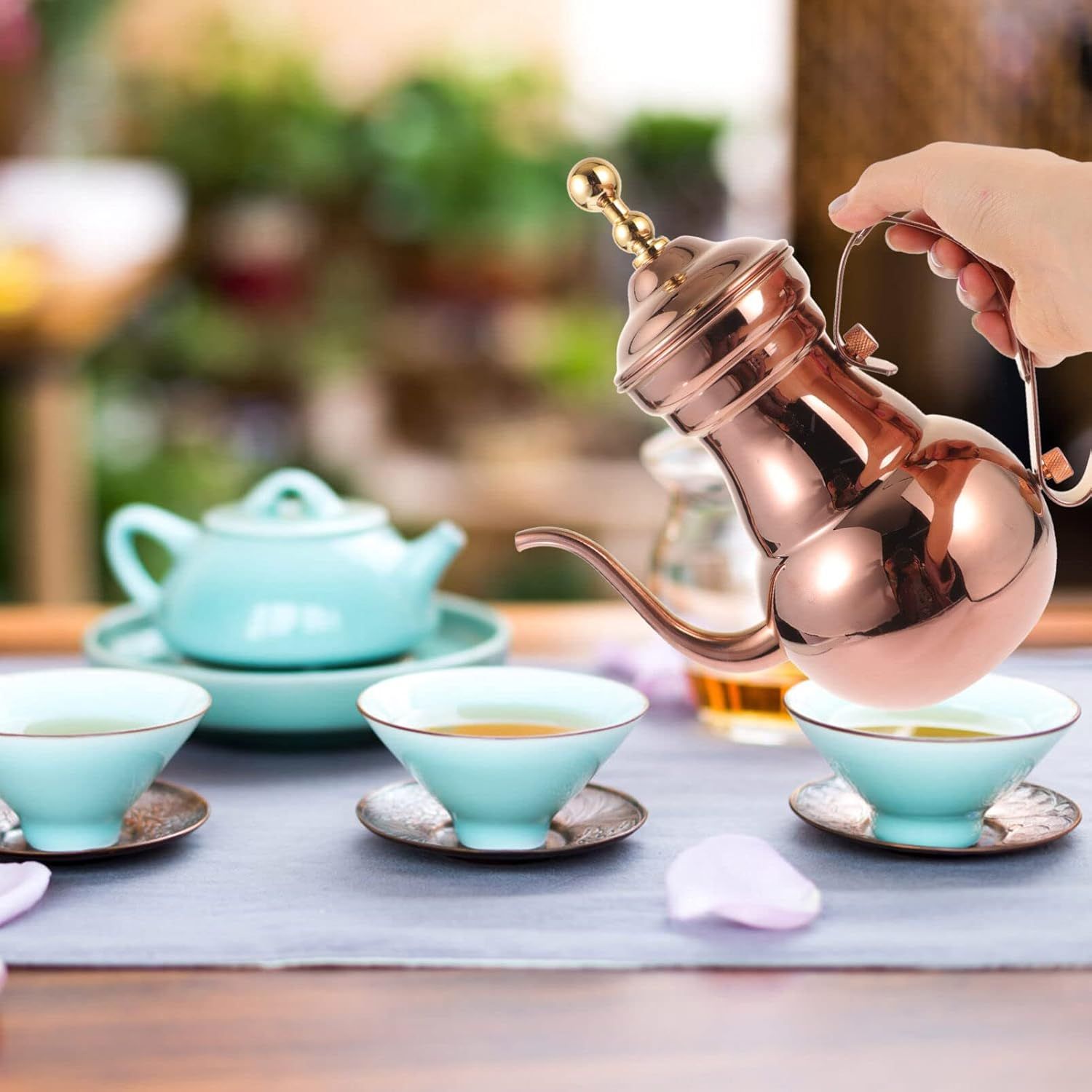 OSALADI Théière en acier inoxydable avec passoire 700 ml Style oriental Bouilloire à café Long bec étroit pour thé Maison Bureau Gastronomie