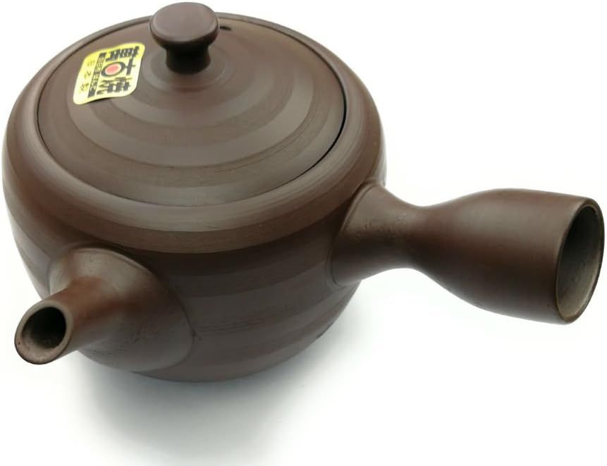 Kyusu Kyusu Théière japonaise en céramique, 270 ml, en céramique, avec poignée latérale et infuseur intégré en acier inoxydable, pour préparation du thé vert, marron