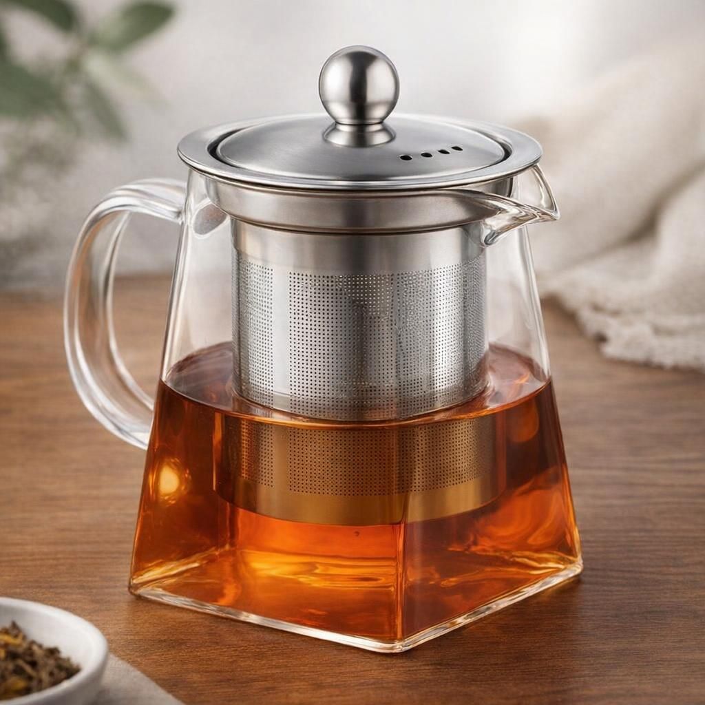 Théière en verre borosilicate avec infuseur pour thé et infusions, résistante à la chaleur et compatible micro-ondes- Infusion Prestige Collection (350 ml)