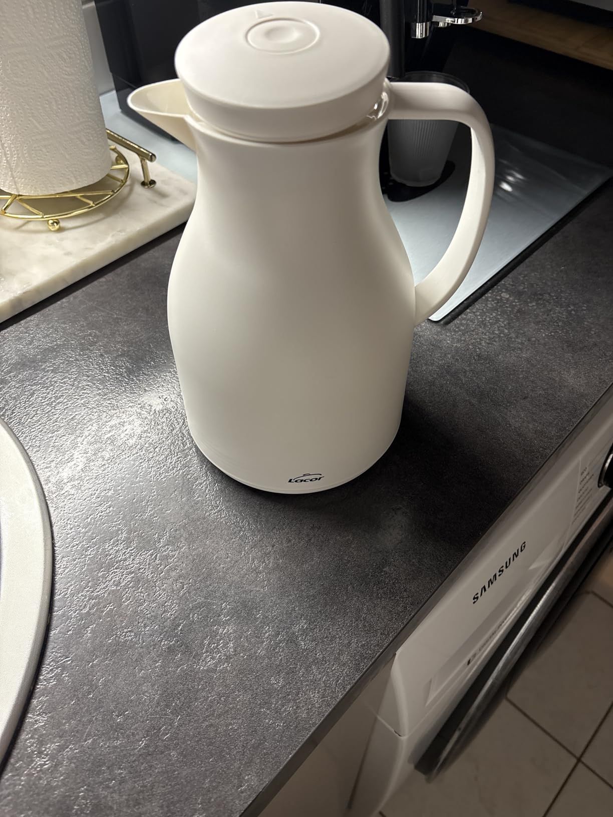 Lacor 62563 62563 Bouteille isotherme sans BPA avec double paroi et couche de verre à l'intérieur, Gris mat, 1'00 L, Polypropylène