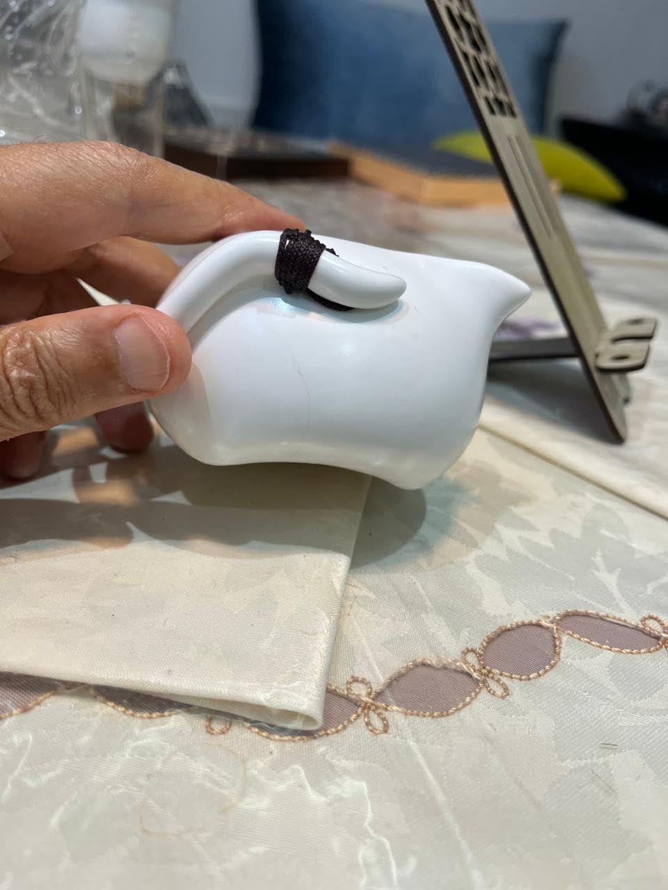 fanquare Portable Kungfu Service à Thé Chinois, Ensemble de Thé Kungfu Fait Main, Théière en Porcelaine, Tasses à Thé, Plateau à Thé en Bambou et Un Sac pour Voyage, Blanc