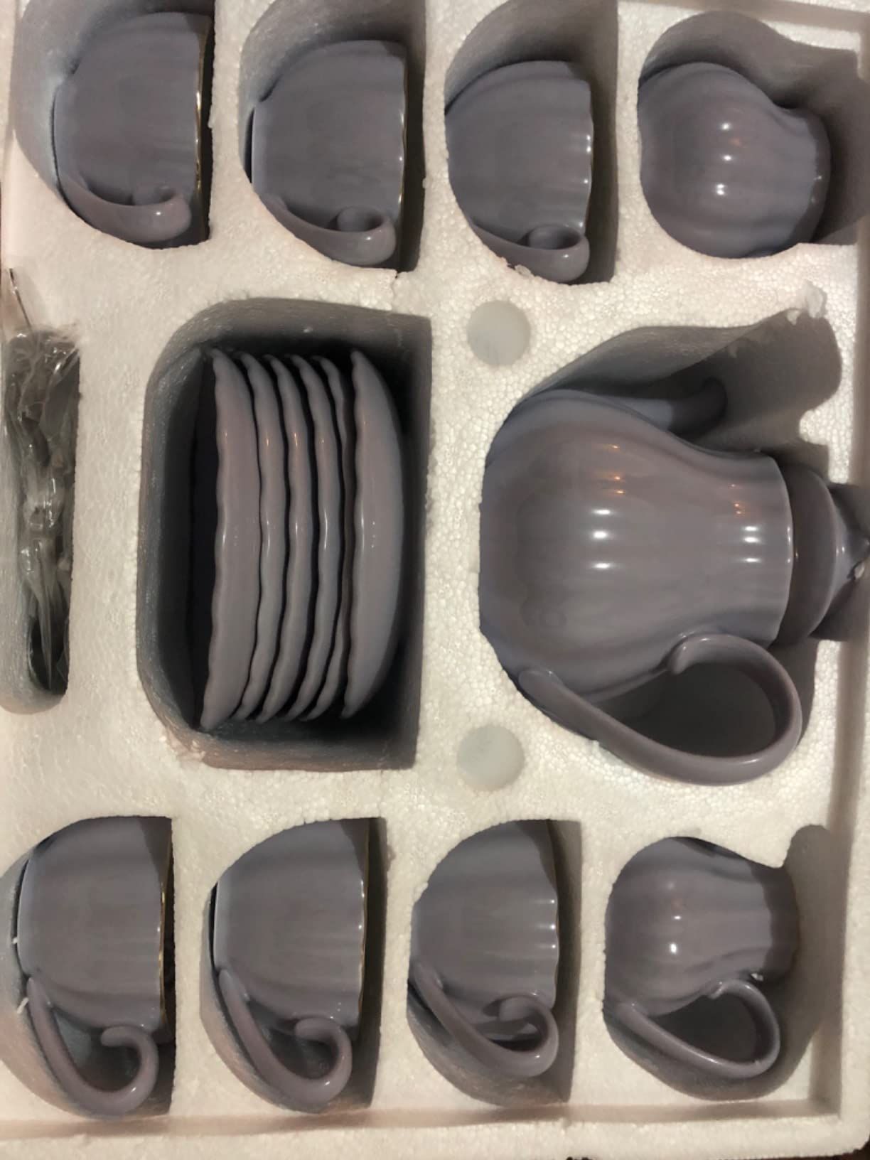 British Royal Series Service à thé en porcelaine avec tasses et soucoupe pour 6 personnes 225 ml avec théière, sucrier, pichet à crème, cuillères à café et passoire à thé