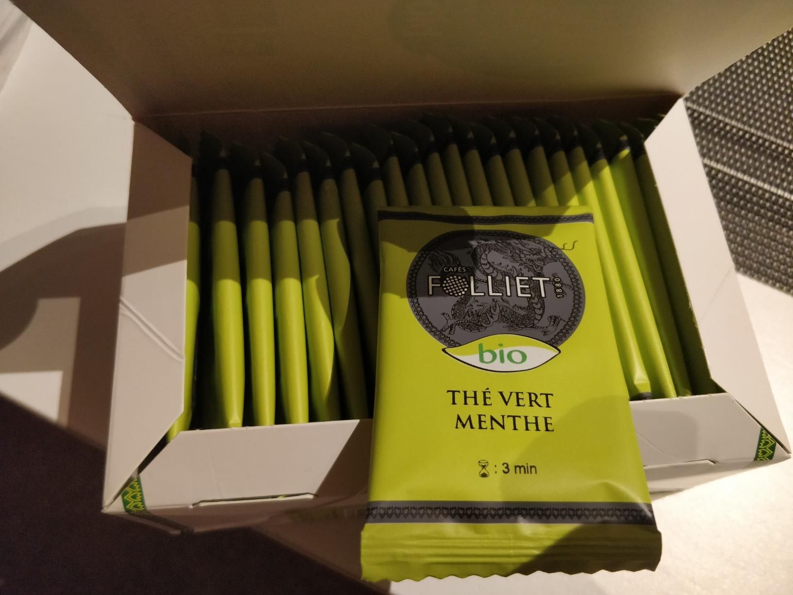 thé vert bio à la menthe douce en sachets végétaux