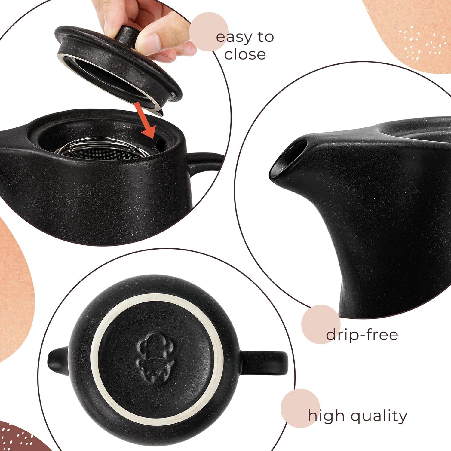 Théière en Céramique Avec Infuseur - Grande Théière de 1,2 L Avec Passoire Pour Thé en Vrac