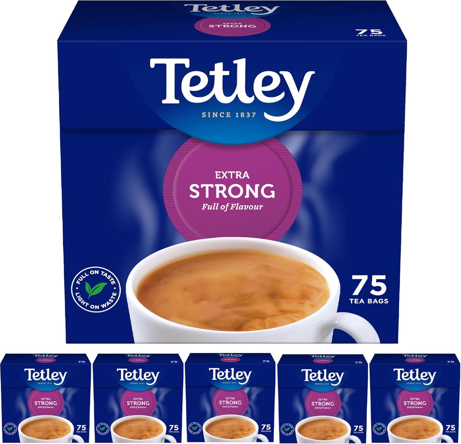 Thé noir extra fort Tetley - pack de 6 boîtes, 450 sachets