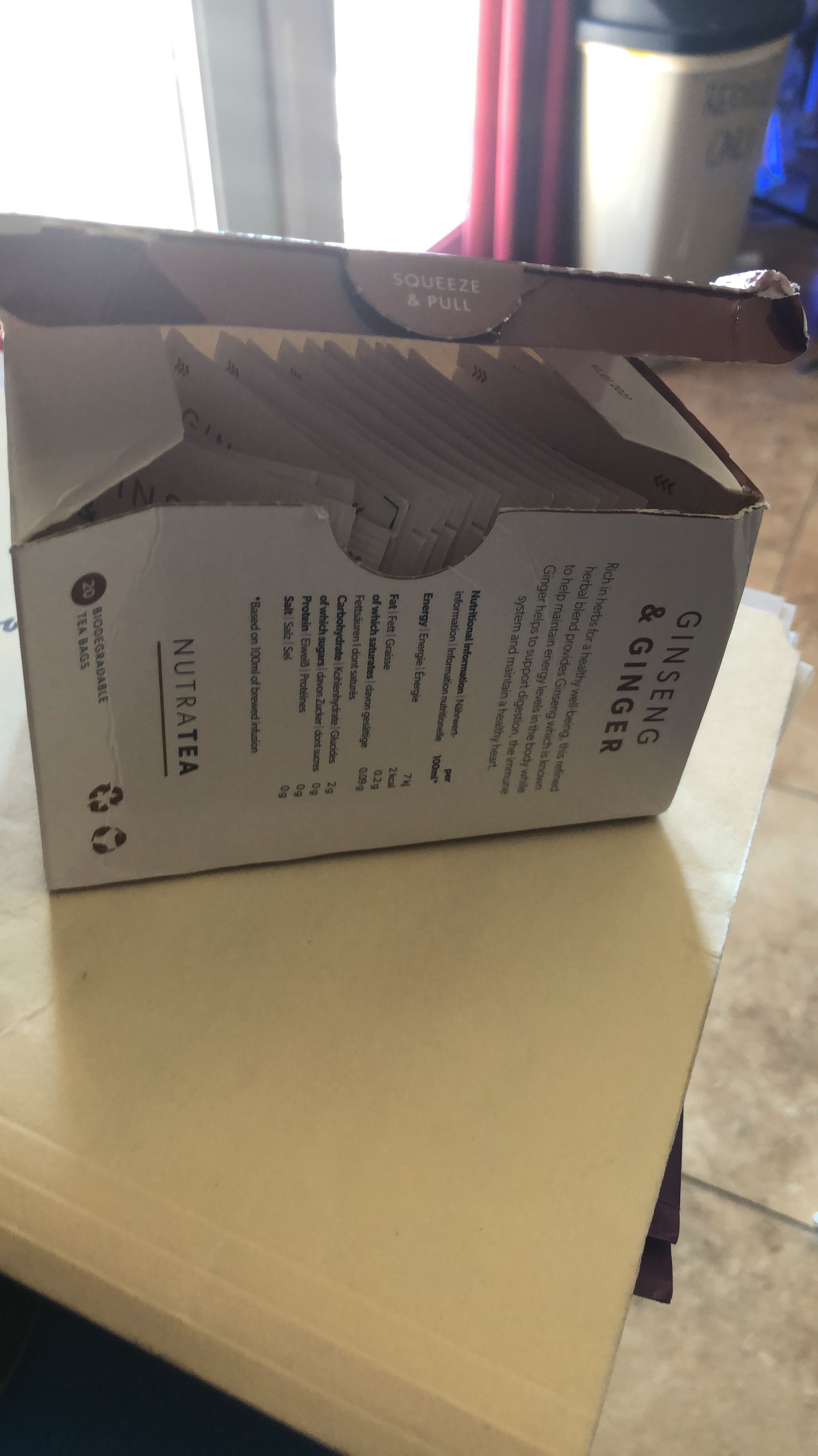 Thé au gingembre et ginseng Nutra Tea - 20 sachets