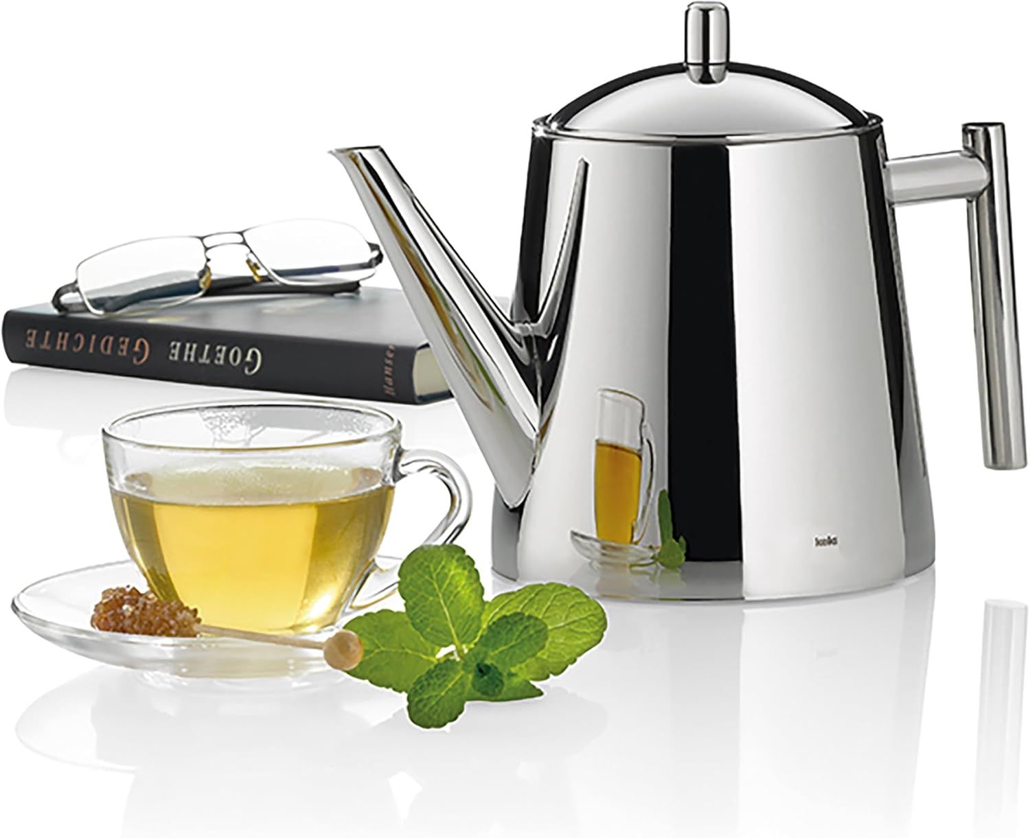 kela Théière avec filtre, théière en acier inoxydable 1,7 l ANCONA, théière pour thé en vrac et sachets de thé, bouilloire à thé