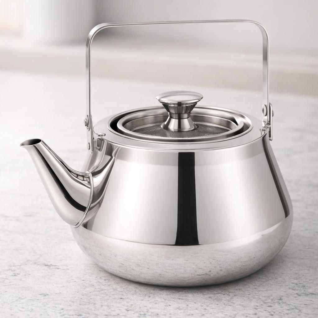 SANQIAHOME Théière en acier inoxydable de 1,5 l avec infuseur. Un style moderne et minimaliste