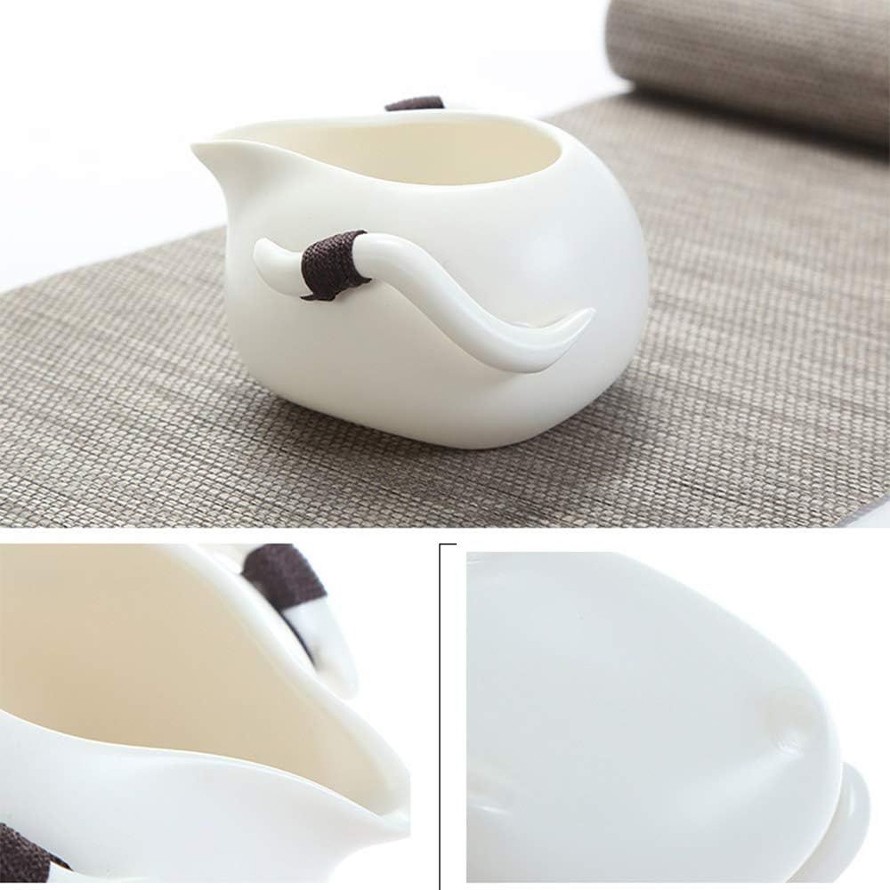 fanquare Portable Kungfu Service à Thé Chinois, Ensemble de Thé Kungfu Fait Main, Théière en Porcelaine, Tasses à Thé, Plateau à Thé en Bambou et Un Sac pour Voyage, Blanc