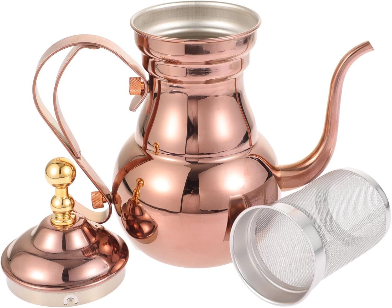 OSALADI Théière en acier inoxydable avec passoire 700 ml Style oriental Bouilloire à café Long bec étroit pour thé Maison Bureau Gastronomie