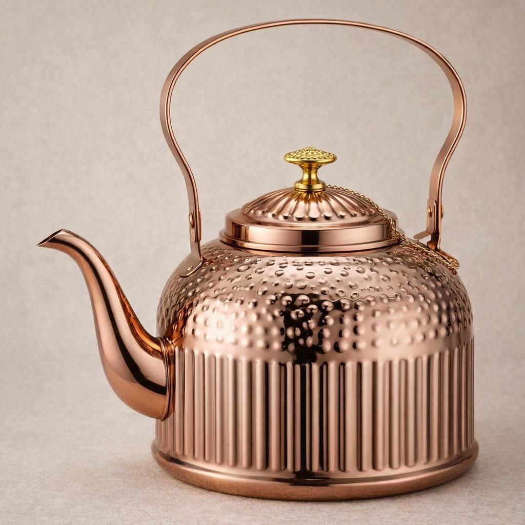 SANQIAHOME 1200ml Théière en acier inoxydable avec infuseur style rétro，Cuivre