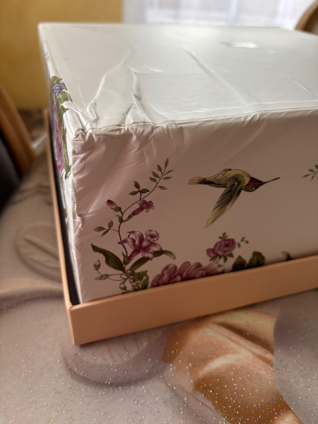 London Boutique Lot de 4 Tasses à thé et soucoupes en Porcelaine Vintage Motif Oiseaux et Papillons Bleu Rose